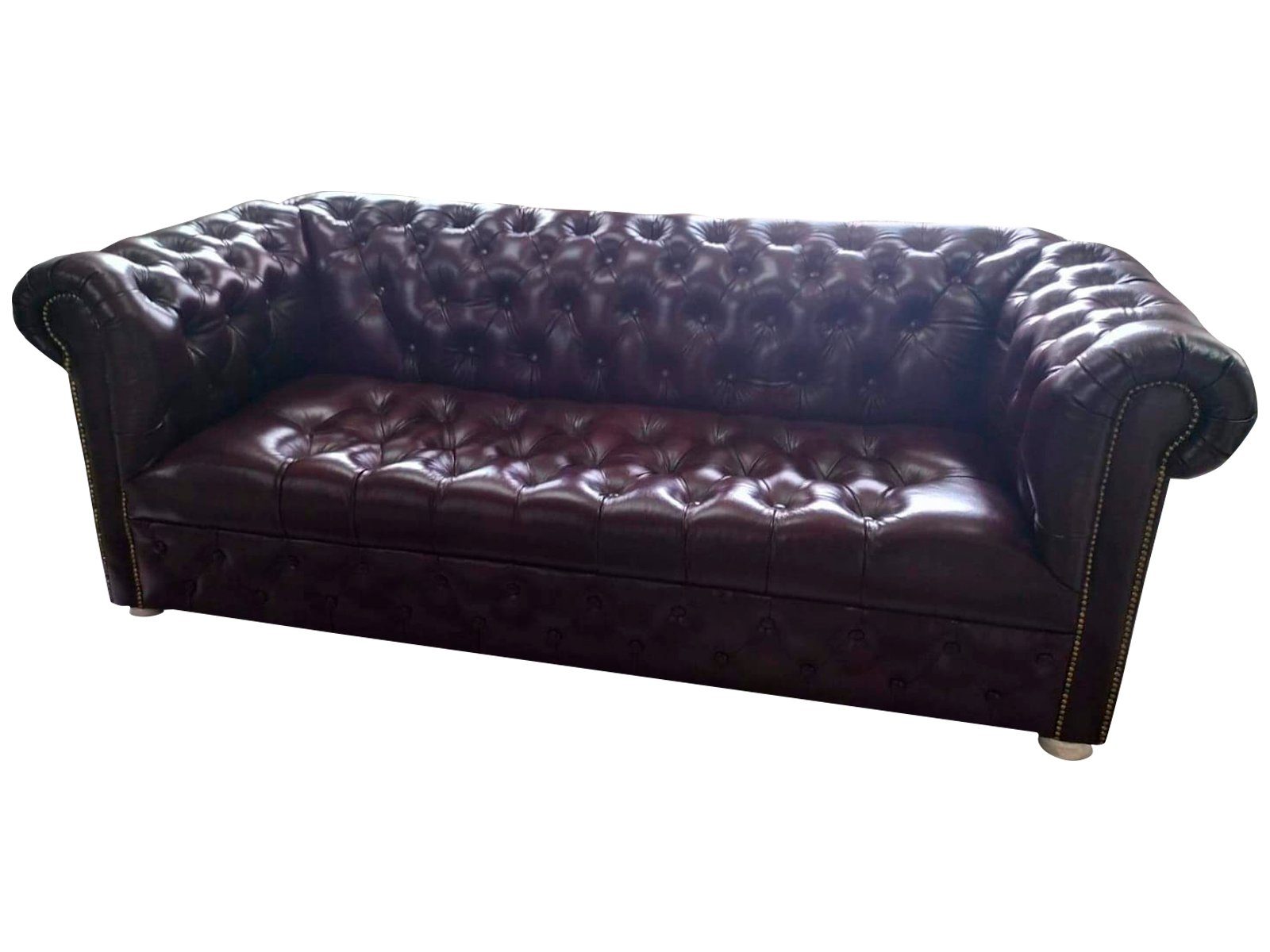 Modern Couch 230cm Chesterfield Sofa, 3 Sitzer Sofa Sofas Ledersofa Braun JVmoebel