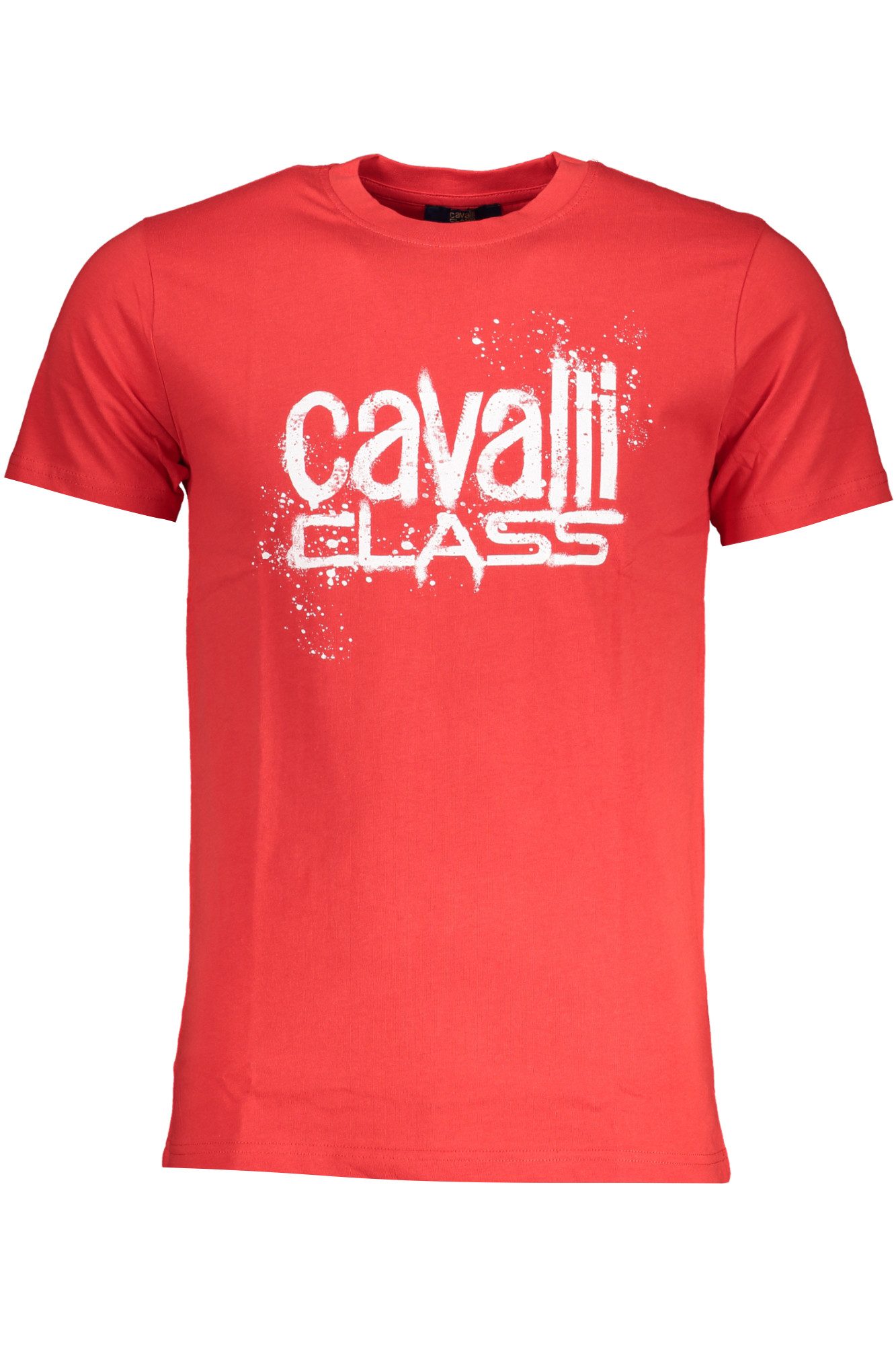 Cavalli Class T-Shirt Herren T-Shirt Rot mit Druck – Rundhals, Kurzarm
