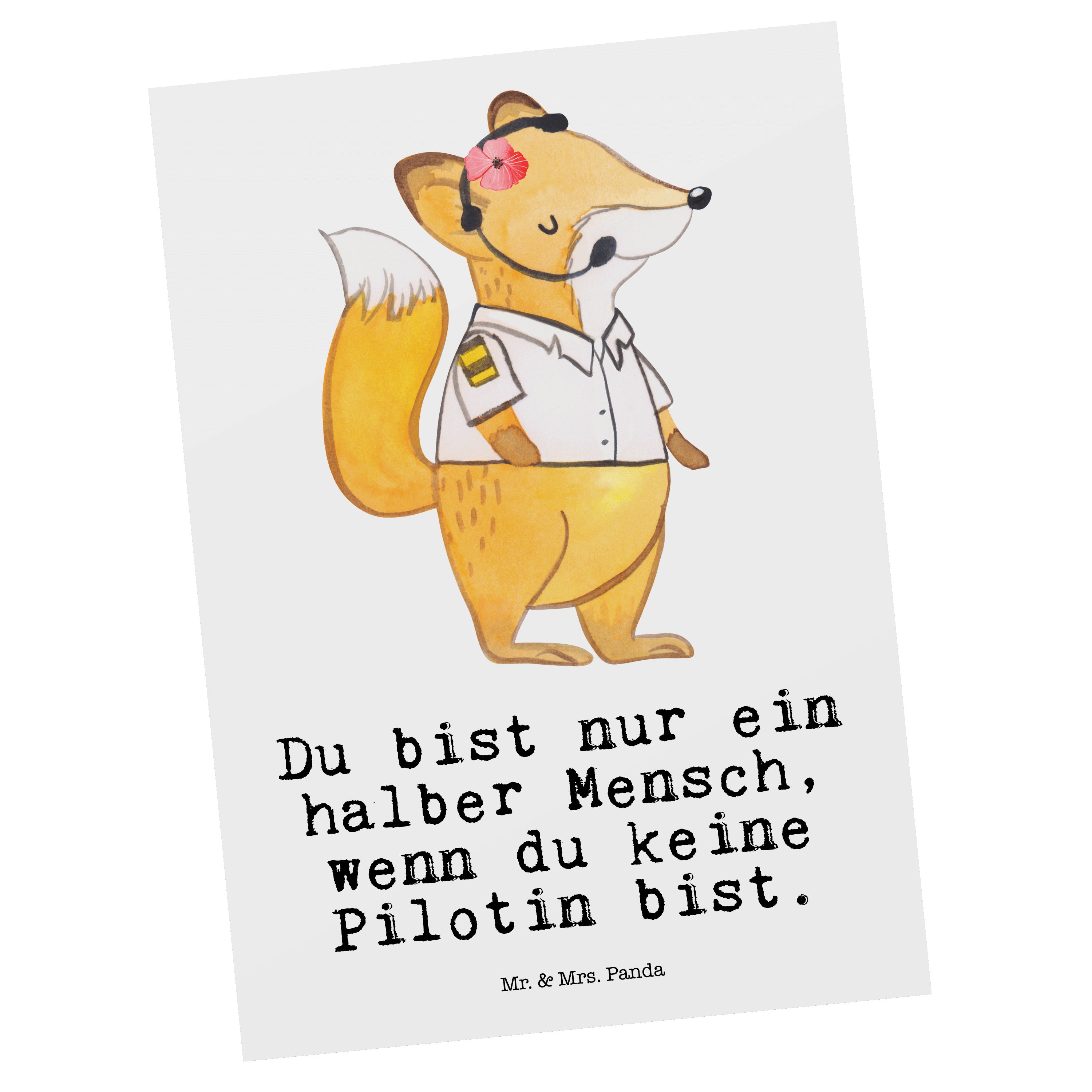 Mrs. Postkarte Grußkarte - Geschenk, Pilotin & - Mr. Herz Dankeskarte, Weiß Panda mit Einladung,