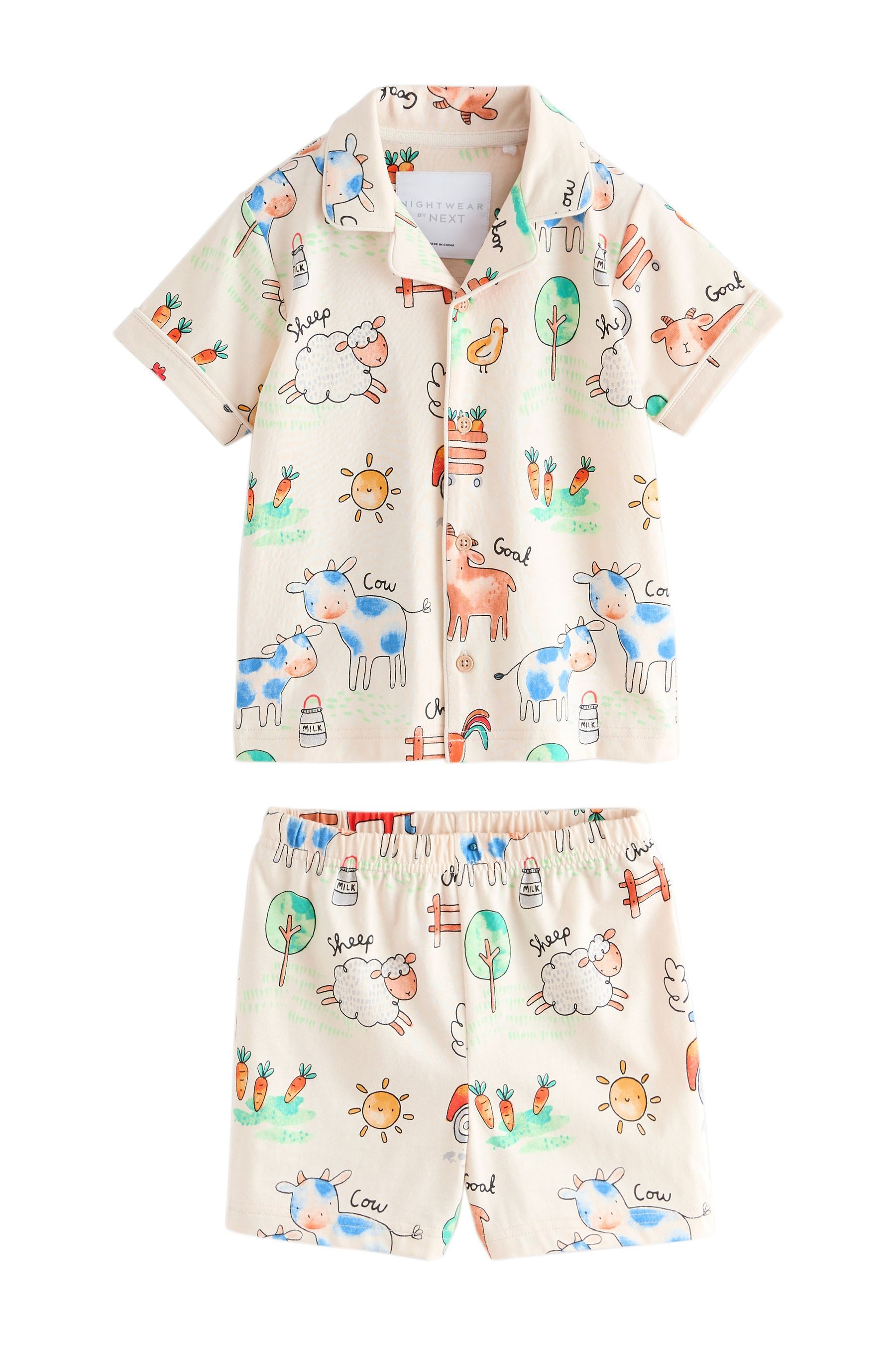 Next Pyjama Kurzer, geknöpfter Single Schlafanzug (2 tlg)