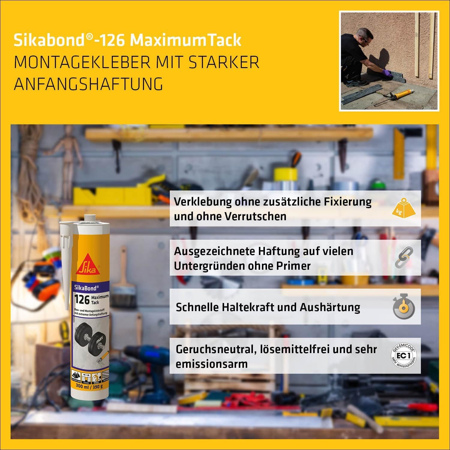 Sika Klebstoff SikaBond 126 Maximum Tack 300ml – Bild 5 von 5