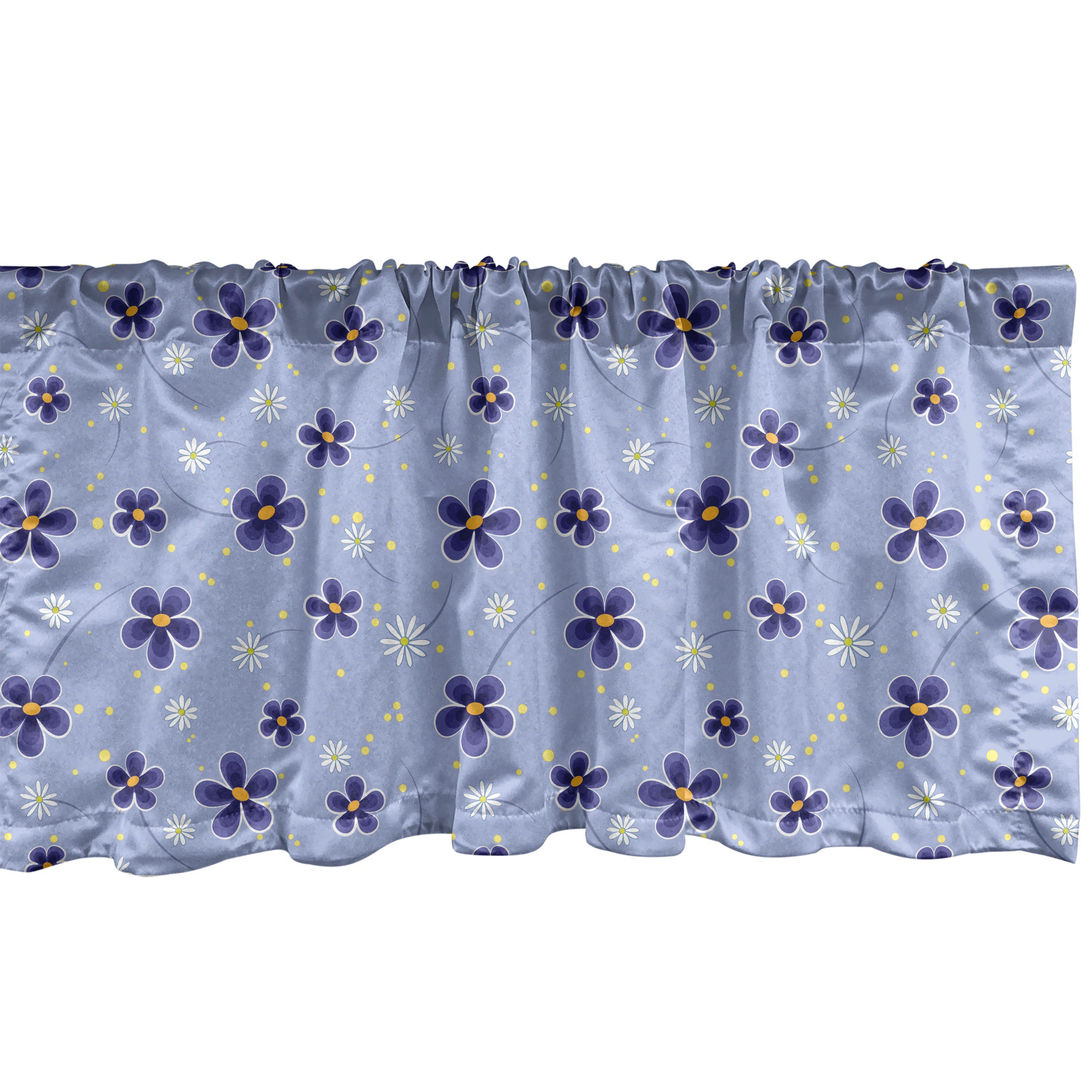 Scheibengardine Vorhang Volant für Küche Schlafzimmer Dekor mit Stangentasche, Abakuhaus, Microfaser, Blumen Frühlings-Blumen-Tupfen