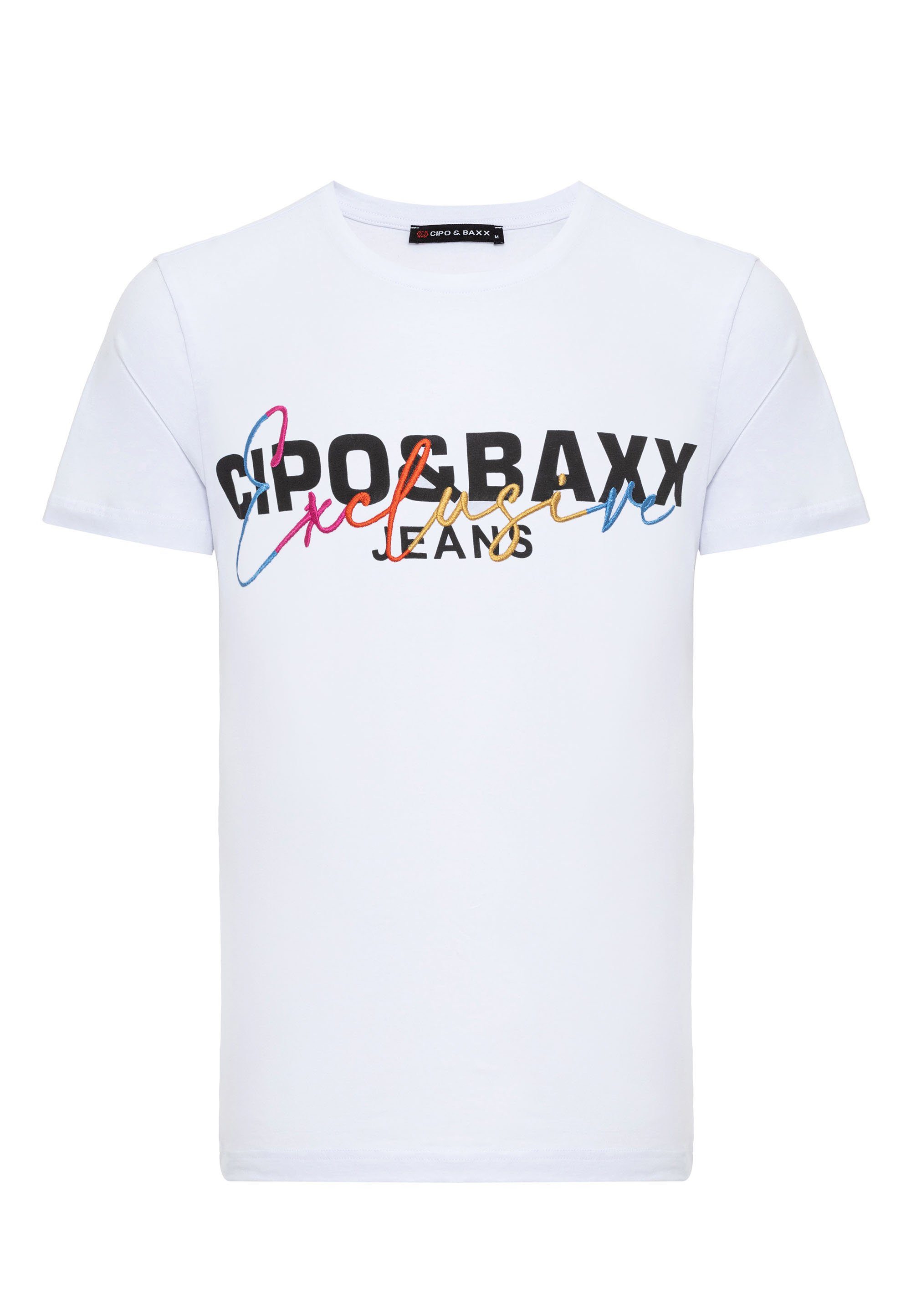 Cipo & Baxx T-Shirt mit weiß Markenprint