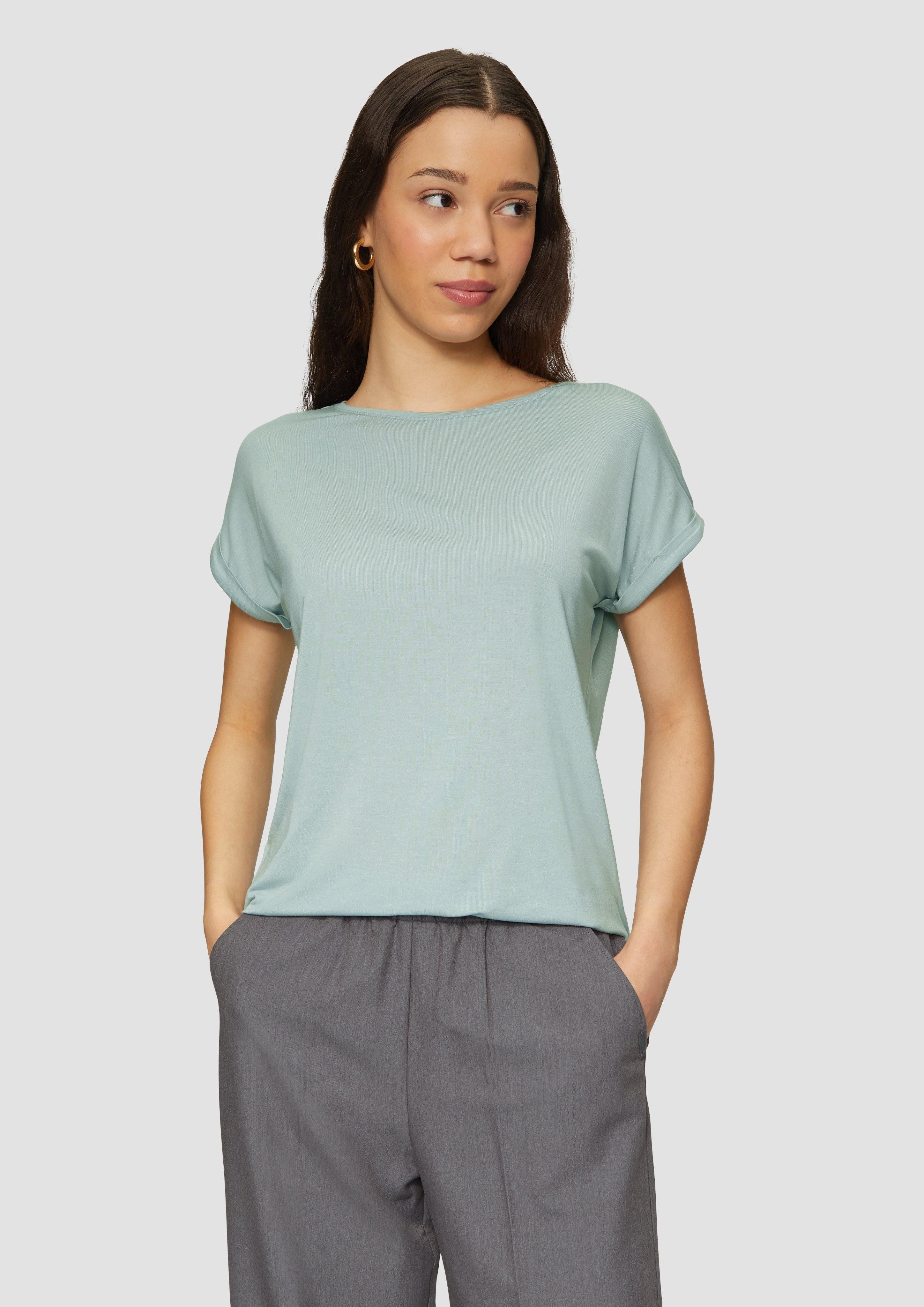 QS Kurzarmshirt Loose Fit-Shirt im Lyocellmix günstig online kaufen
