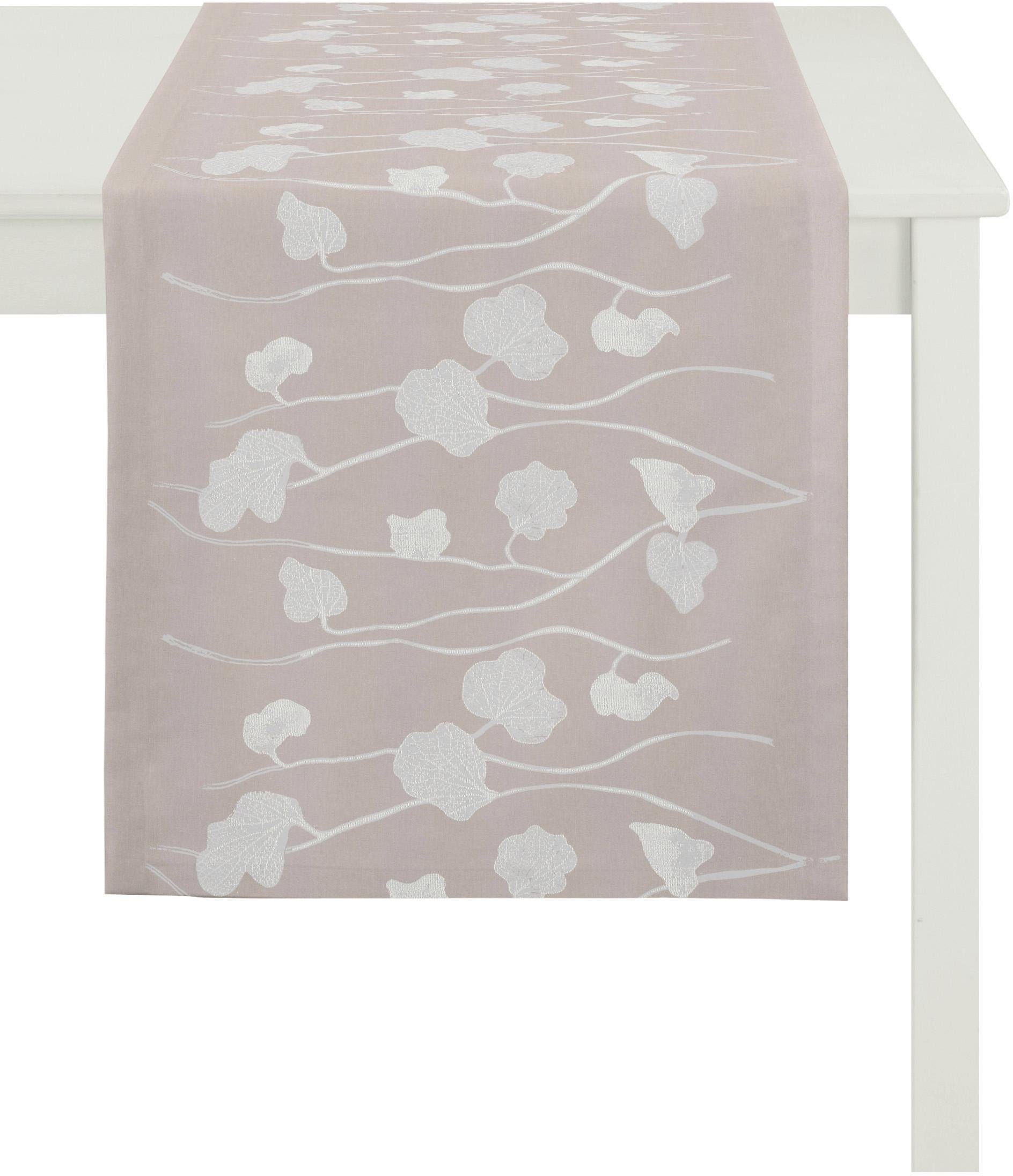 APELT Tischläufer 1113 Herbstzeit, Jacquard, Herbstdeko, Herbst (1-tlg) rosé/grau