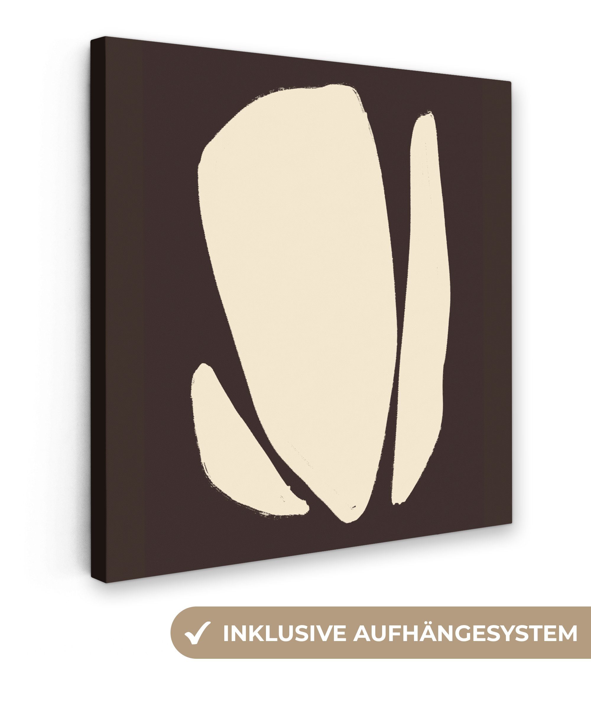 OneMillionCanvasses® Leinwandbild Kunst - Modern - Braun - Abstrakt, (1 St), Leinwand Bilder für Wohnzimmer Schlafzimmer, 20x20 cm