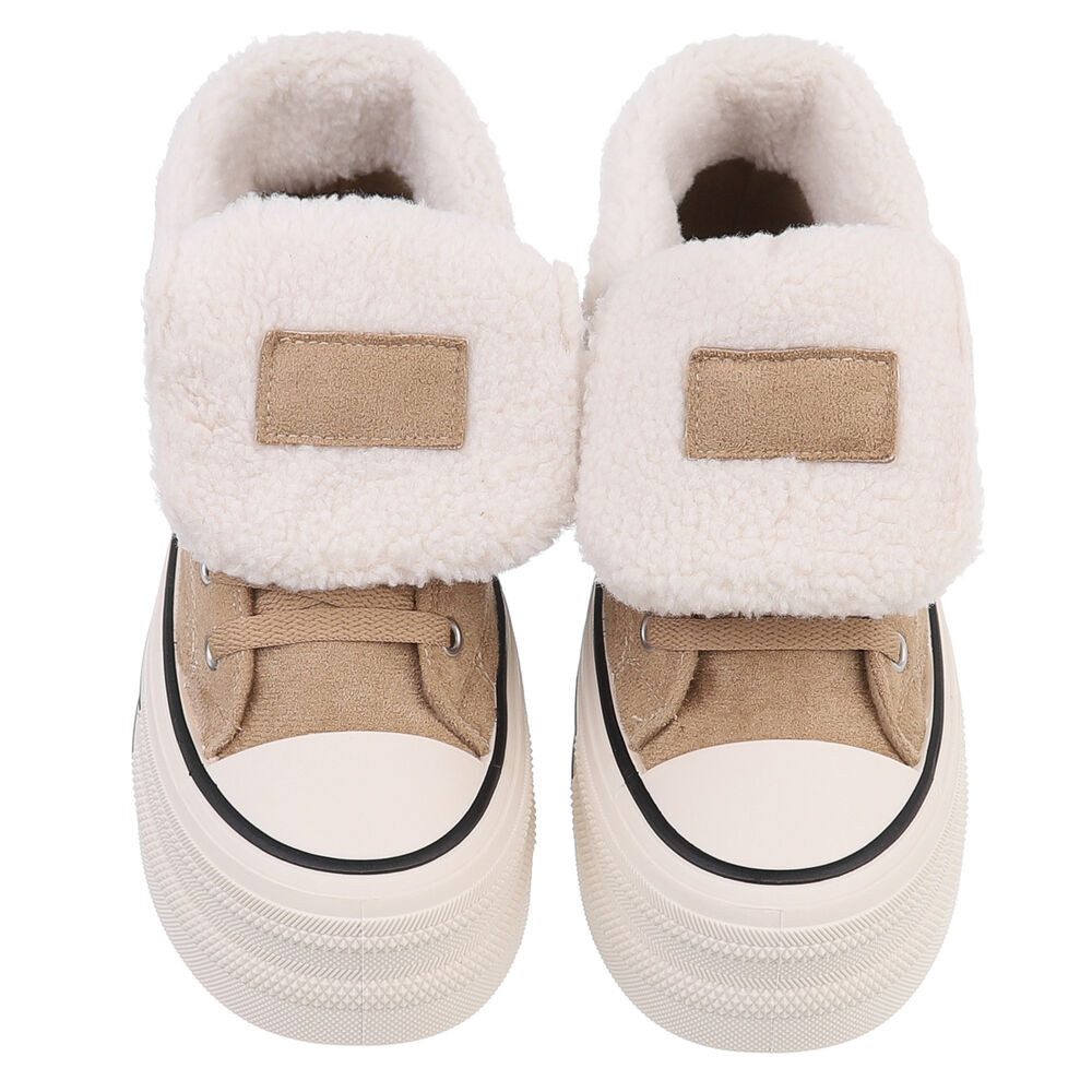 Ital-Design Trendy Freizeitschuh mit gefüttertem Knöchel und Komfort Sneakerboots (90458092) Flach Sneakers High in Hellbraun