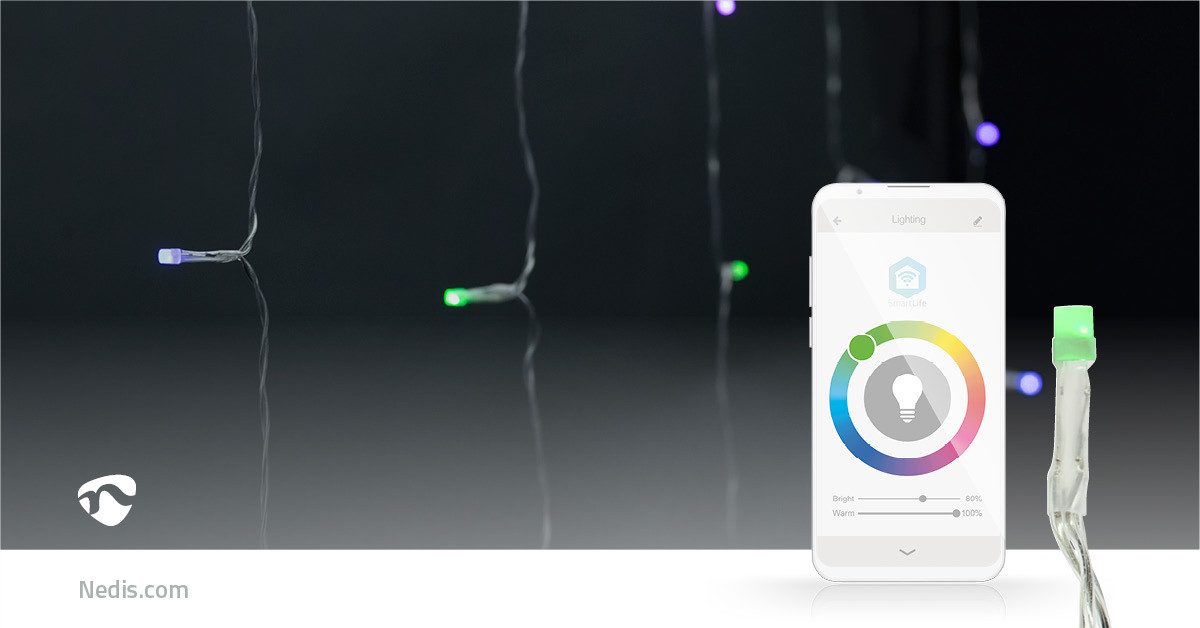 Nedis Discolicht WIFILXC01C180, Wi-Fi, RGB, dimmbar, Musikmodus, für Innen- und Außenbereich, RGB, Wi-Fi, RGB, dimmbar, Musikmodus, für Innen- und Außenbereich