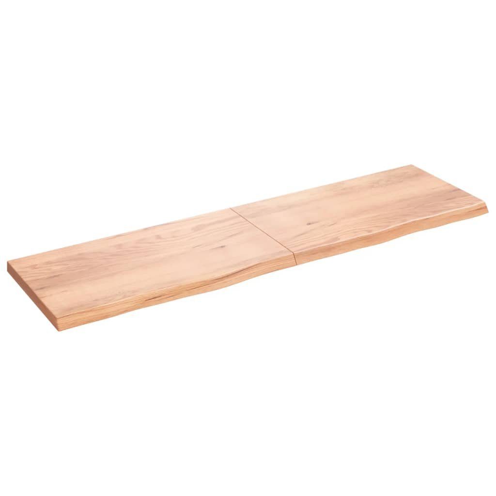 Massivholz Behandelt Hellbraun 220x60x(2-6)cm Tischplatte Eiche furnicato
