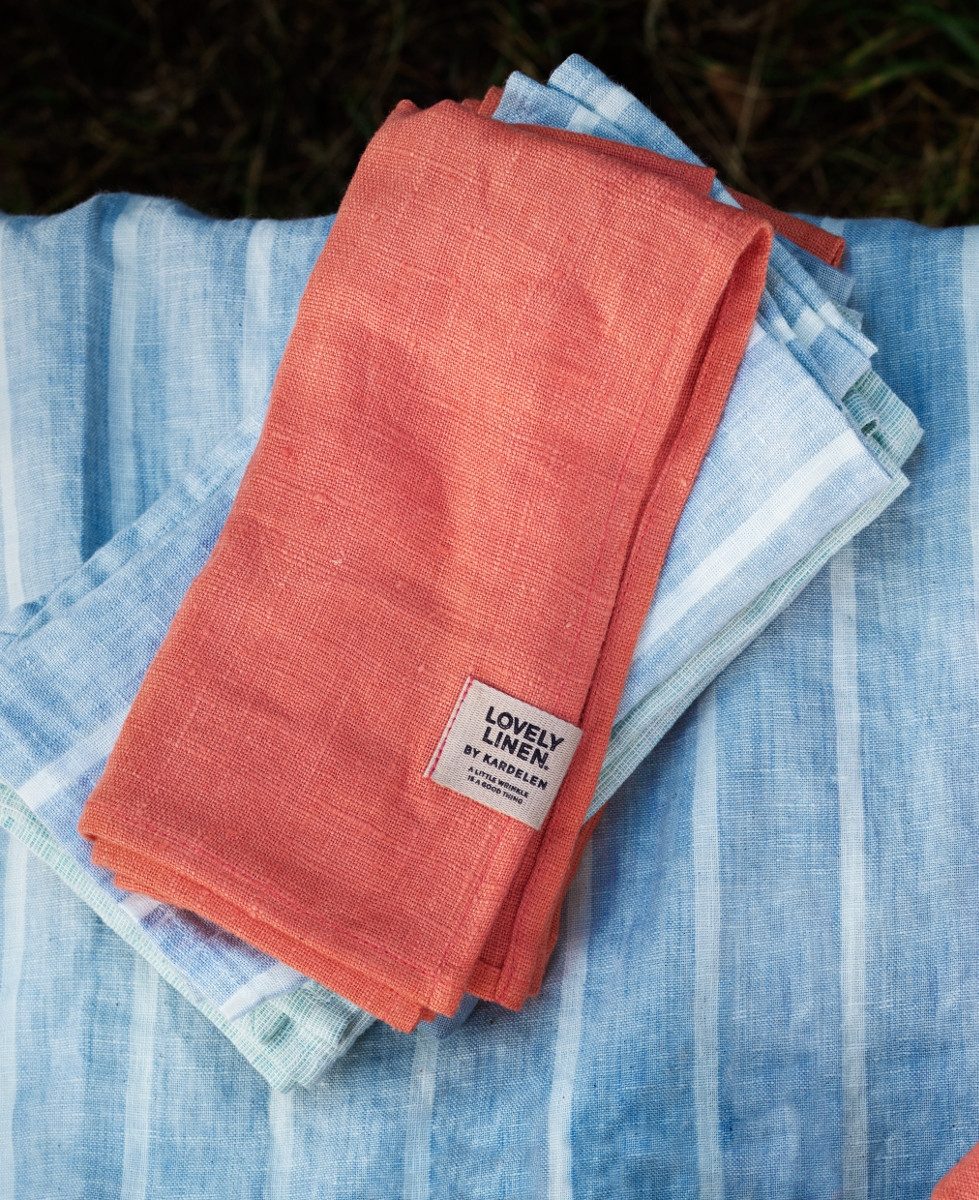 Lovely Linen Stoffserviette Linen Stripe Serviette Leinen sky (1 Stück)