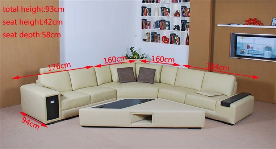 mit Designer L-Form, Couch Sofa Beige Ecksofa Hocker Ecksofa JVmoebel Made in Wohnlandschaft Europe