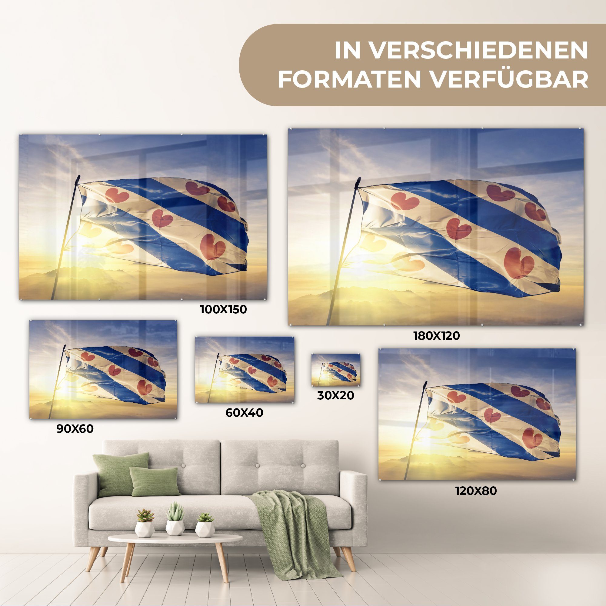 St), & Flagge, Acrylglasbild Friesland (1 - - Wohnzimmer Friesische Schlafzimmer MuchoWow Sonne Acrylglasbilder
