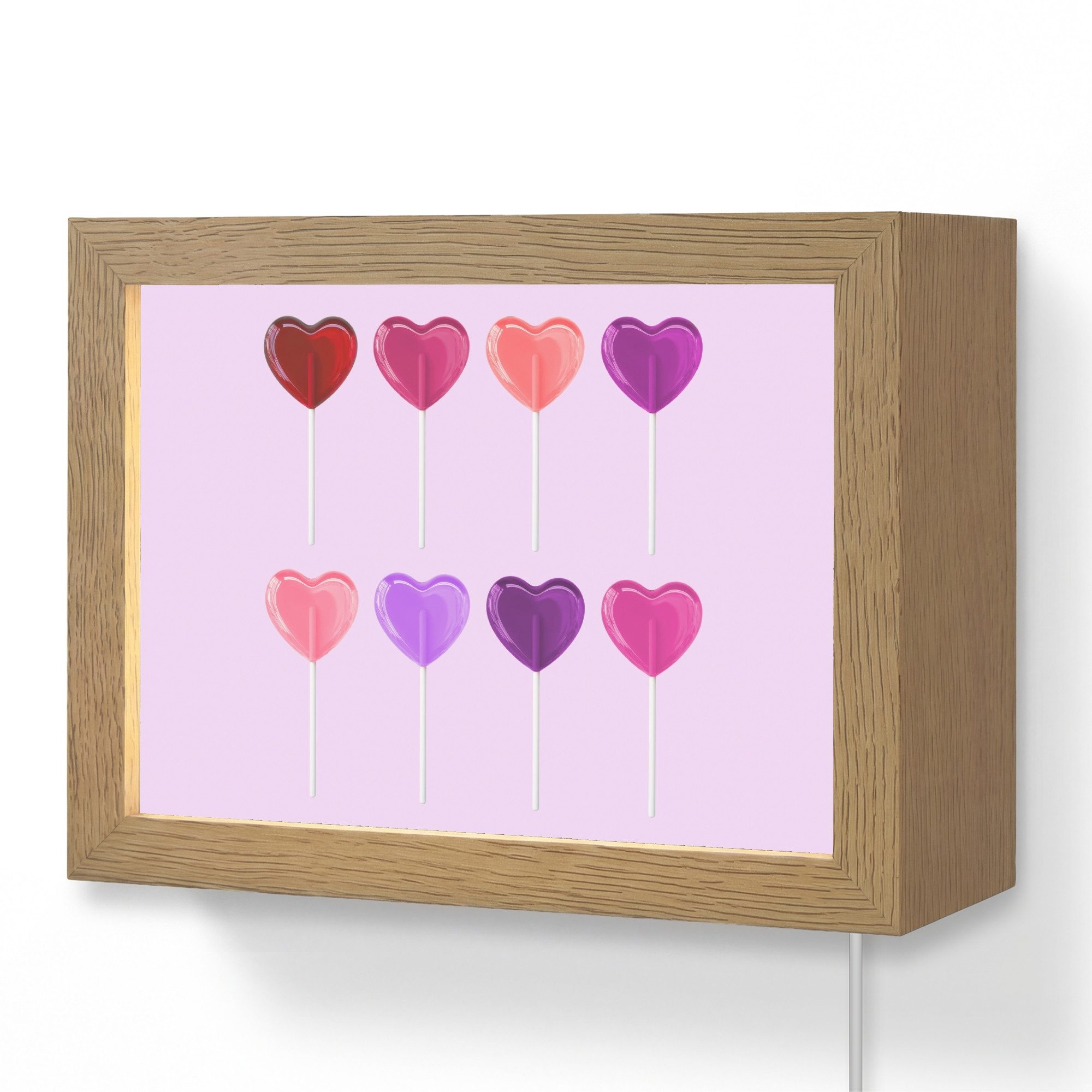 OnlyWow Wandleuchte Lightbox Lutscher - Herz - Rosa - Bonbon, Dimmbar, Farbwechsel, LED, Warmweiß, Kaltweiß, Neutralweiß Einstellbar, Wandlampe Innen, Dimmbar, mit Kabel, LED, Modern, Flur