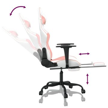 furnicato Gaming-Stuhl mit Fußstütze Weiß und Rosa Kunstleder (1 St)