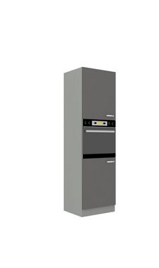 Küchen-Preisbombe Hochschrank 60 cm Küche Bianca Grey Grau Hochglanz Küchenzeile Küchenblock