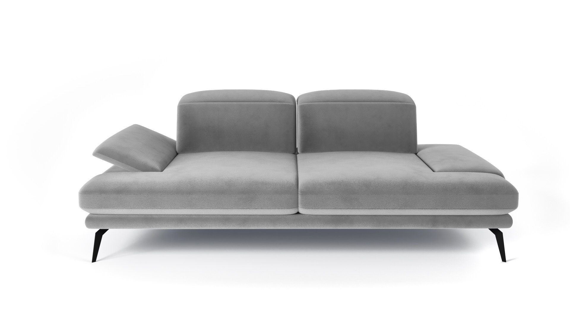 Beinen hohen - auf 2-Sitzer Deli 2-Sitzer Armlehnen Kopfstützen - Grau Verstellbare Sofa Sofa Siblo Zweisitzer-Sofa 2 - und Elegantes Zweisitzer