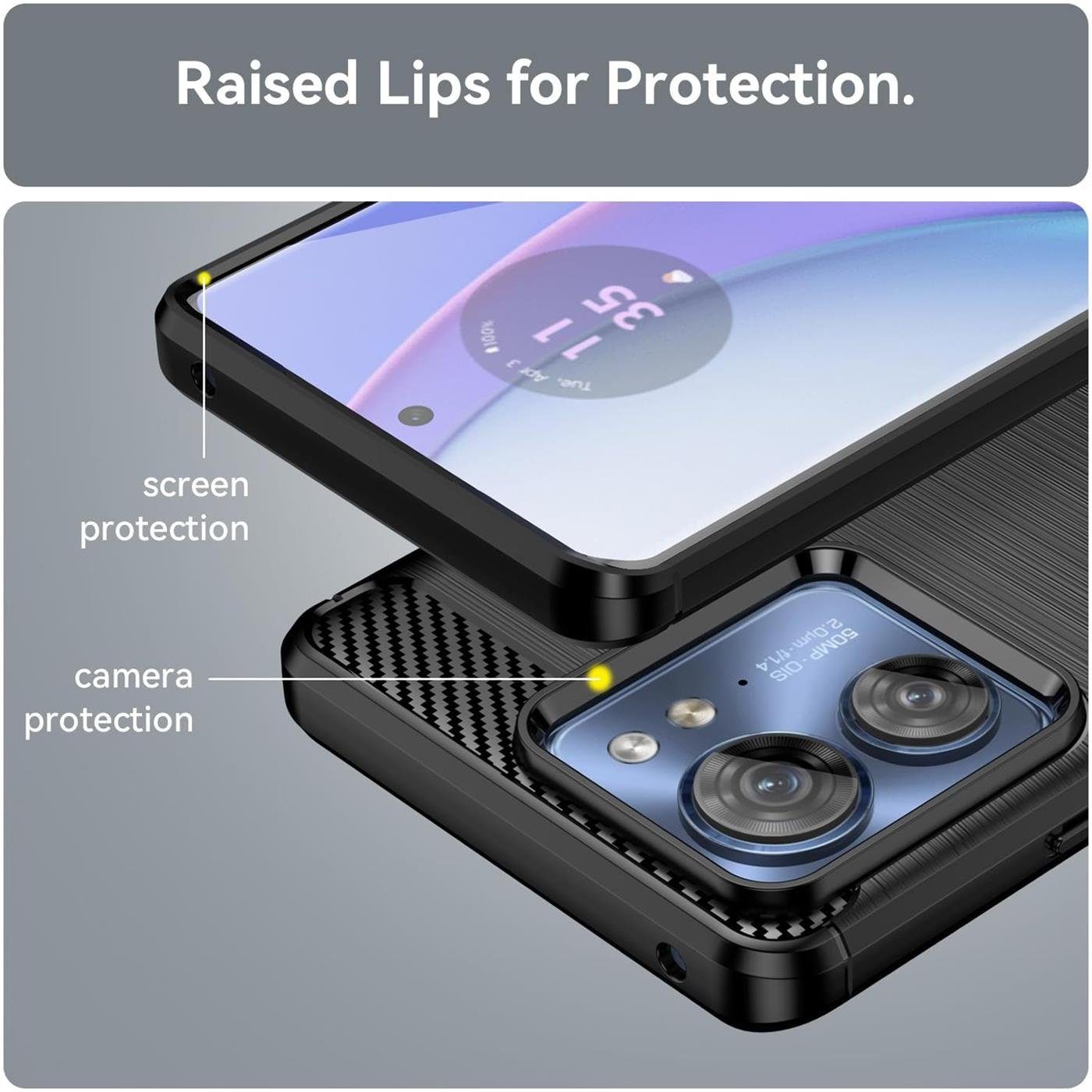 CoolGadget Handyhülle Carbon Handy Hülle für Motorola Edge 40 6,55 Zoll, robuste Telefonhülle Case Schutzhülle für Motorola Edge 40 Hülle