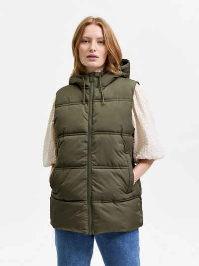 SELECTED FEMME Steppweste Warme Puffer Stepp Weste Wattierte Übergangsjacke SLFALINA 4350 in Khaki