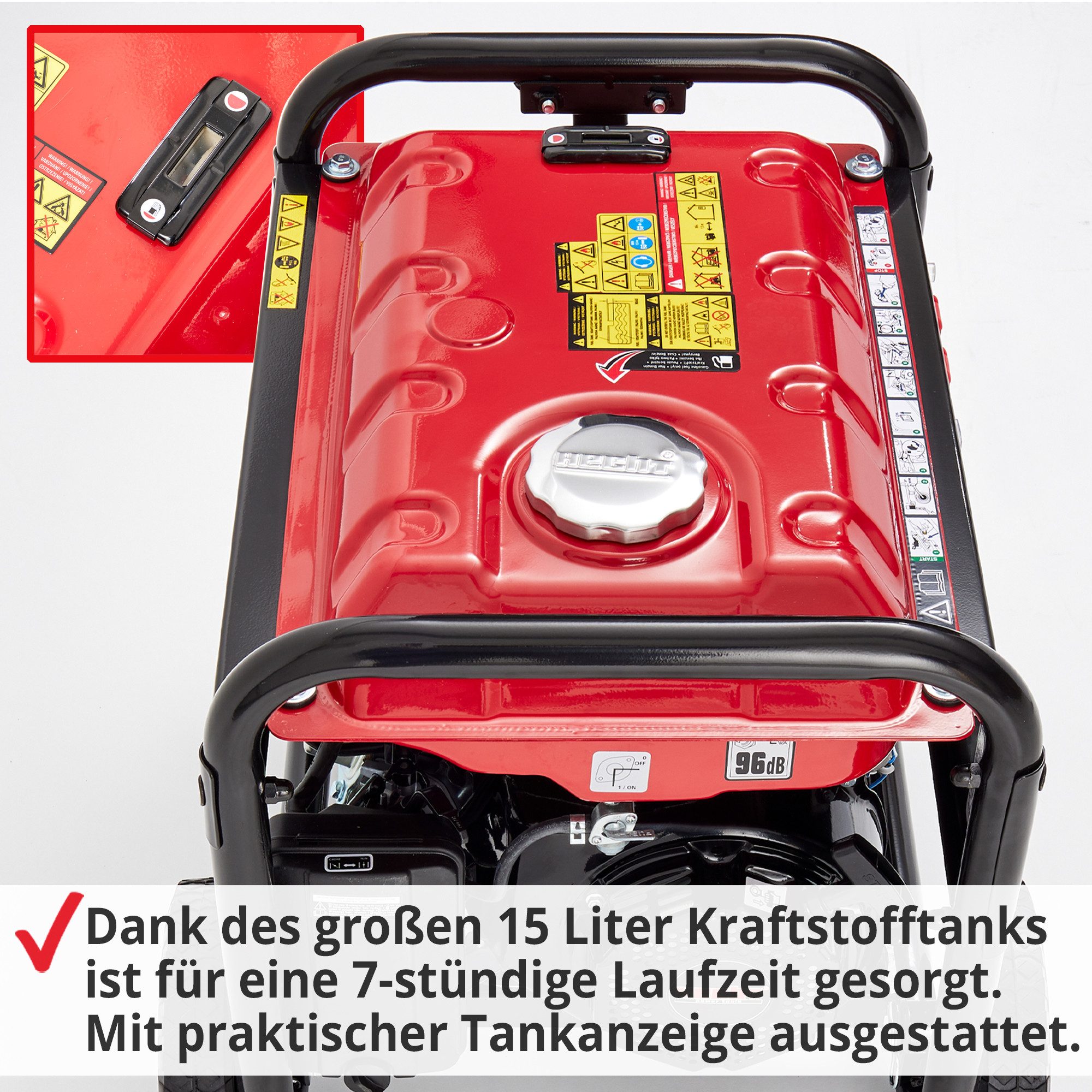 Hecht Stromerzeuger Notstromaggregat Benzin GG 3300W, 3,30 in kW, 7 PS - 5,2 kW - 15 Liter – Bild 4 von 5