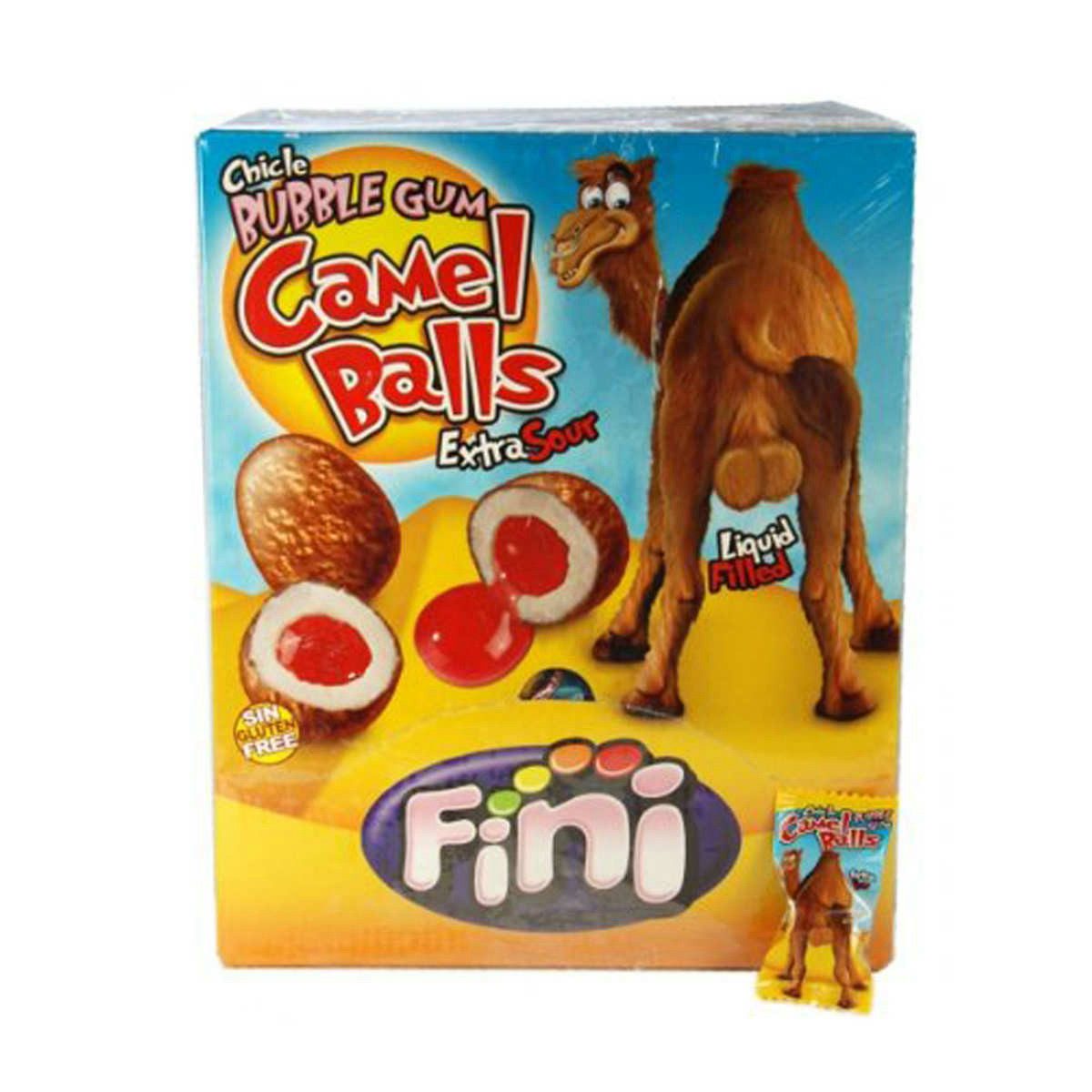 Fini Süßigkeit, Bubble Gum Boom Camel Balls mit flüssiger Kirschfüllung Display