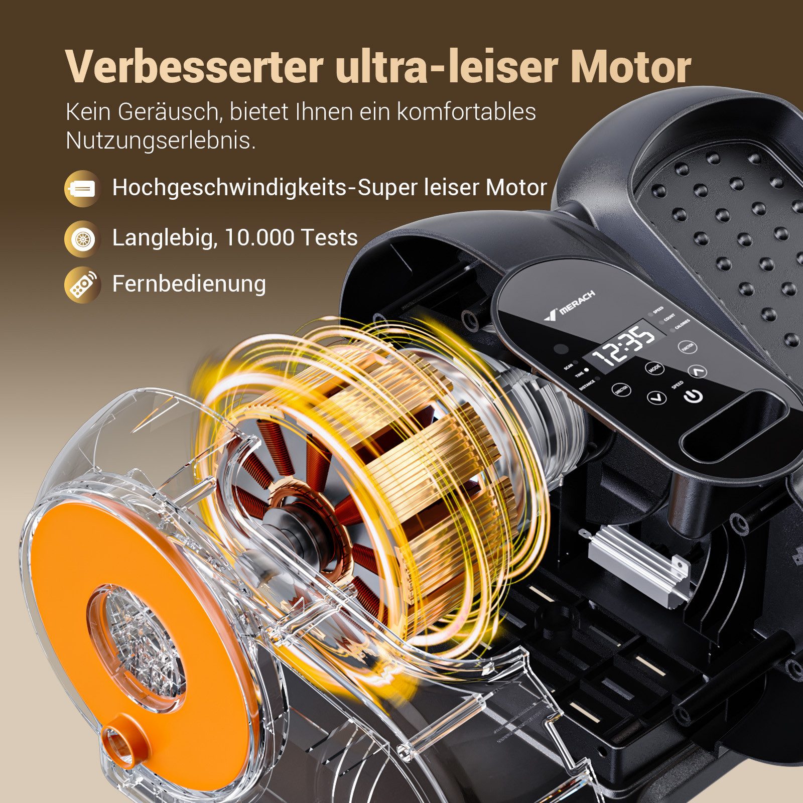 MERACH Ellipsentrainer Mini Ellipsentrainer für Zuhause, Untertisch Beintrainer, Crosstrainer (Pedaltrainer mit Fernbedienung, LED-Display, Fußmassagen, mit 12 Geschwindigkeiten, Leise & Tragbar, Beinschlaufen), Förderung der Blutzirkulation, für Senioren, Erwachsene