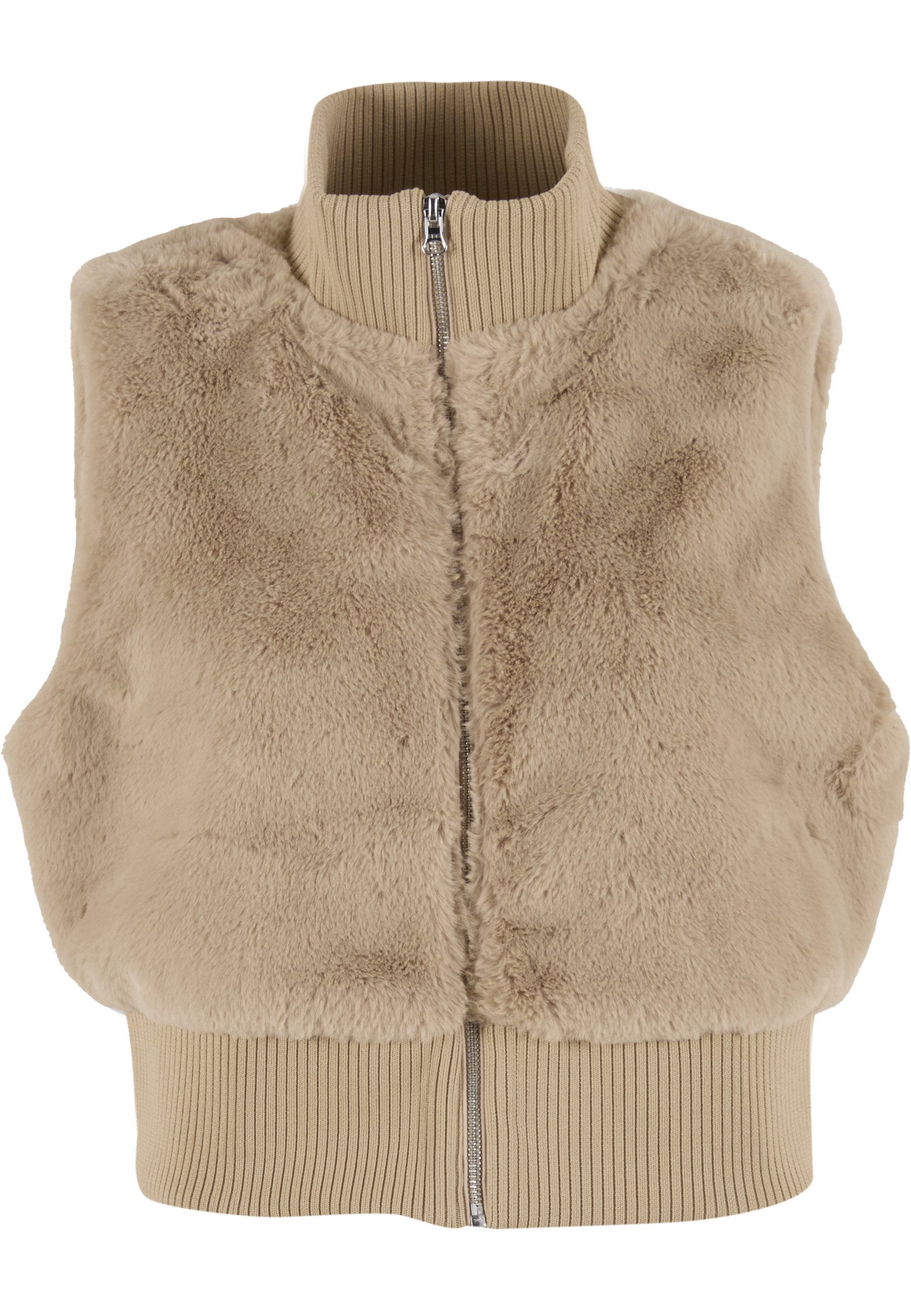 URBAN CLASSICS Steppweste Urban Classics Ladies Cropped Faux Fur Vest