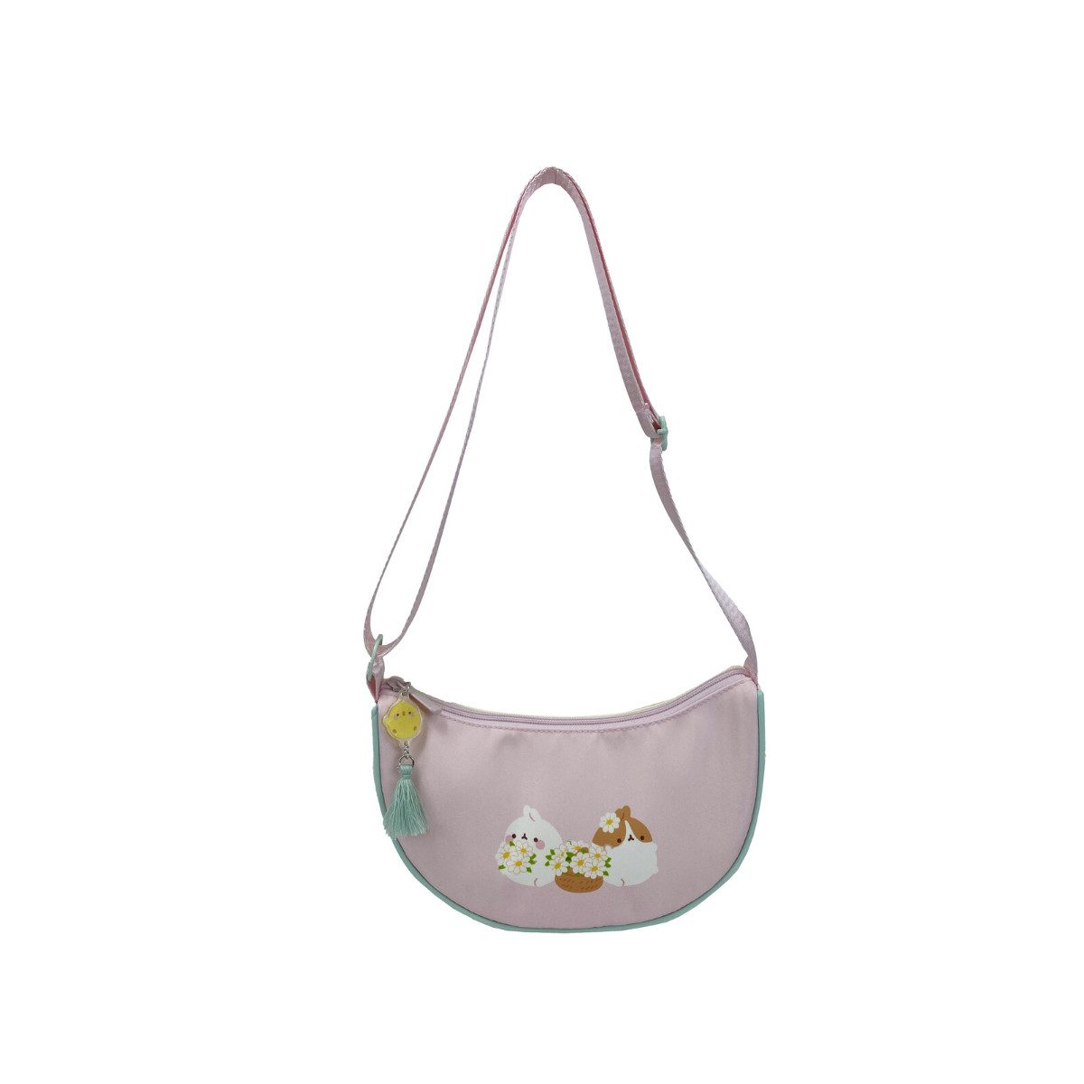 CyP Brands Schultertasche Molang Blossom Half Moon Multipositionstasche Schultertasche 25 cm