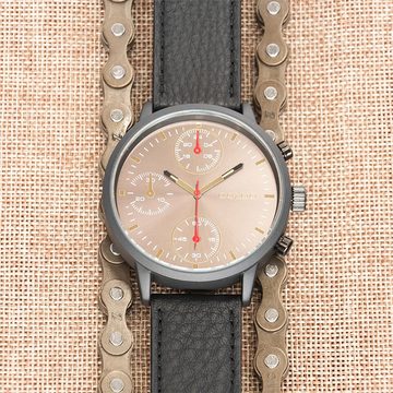 OOZOO Quarzuhr Oozoo Unisex Armbanduhr Timepieces Analog, (Analoguhr), Damen, Herrenuhr rund, extra groß (50mm) Lederarmband schwarz, Fashion