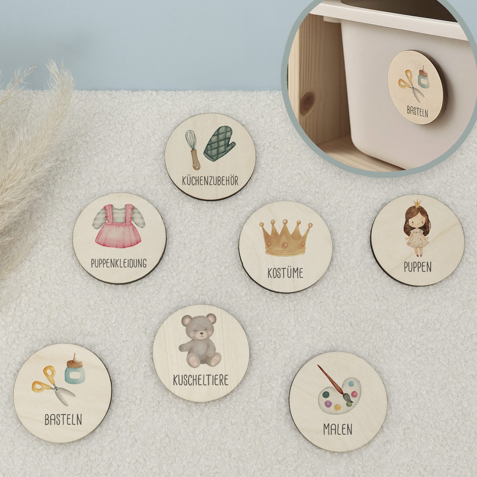 hellomini Wanddekoobjekt Hellomini Trofast Schilder Set Holz Beschriftung S günstig online kaufen