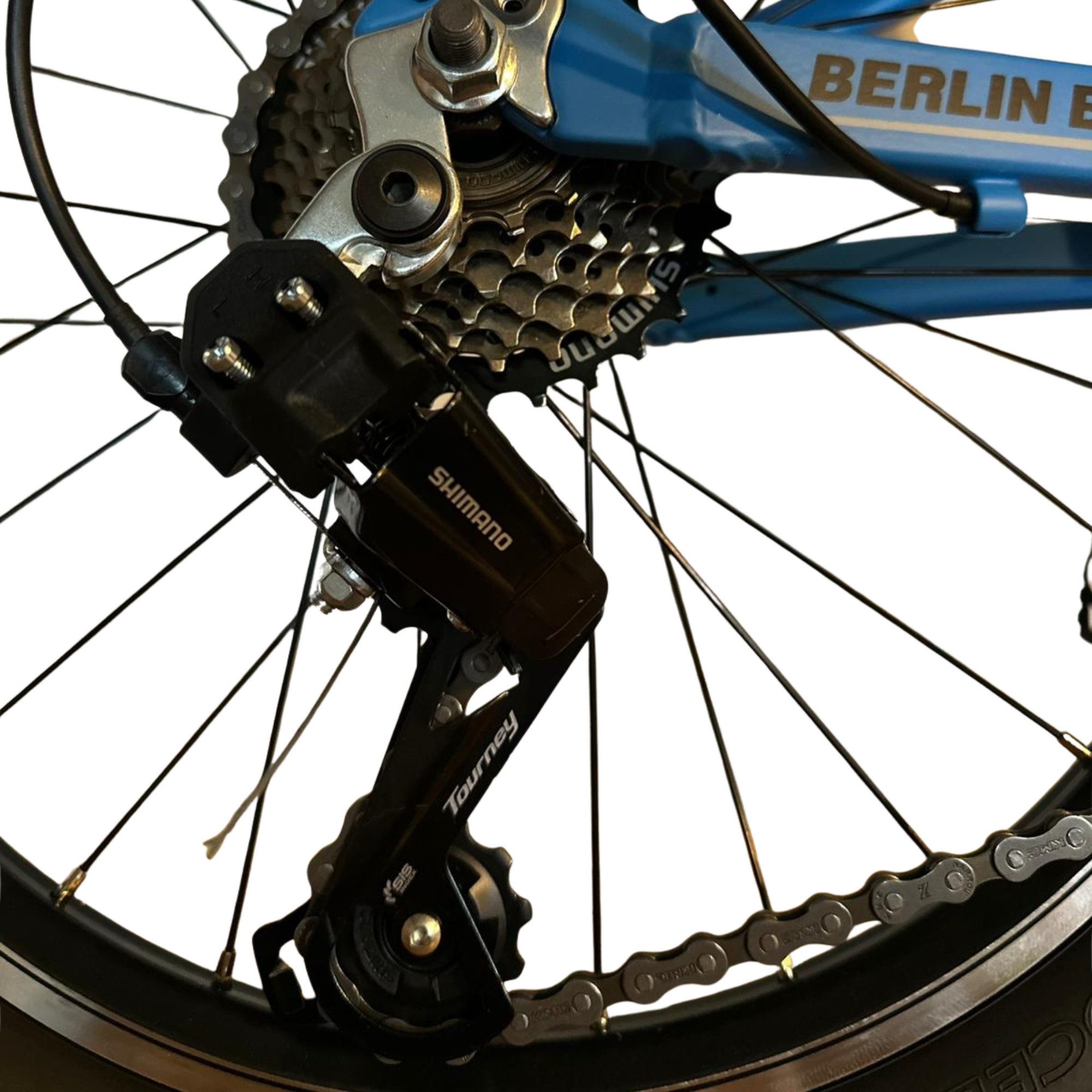 BERLIN BIKE Kids' 20-inch MTB with aluminum frame - Ideal gift for children, 21-speed Shimano FD-TZ500/RD-TY200D derailleur, front suspension, aluminum frame