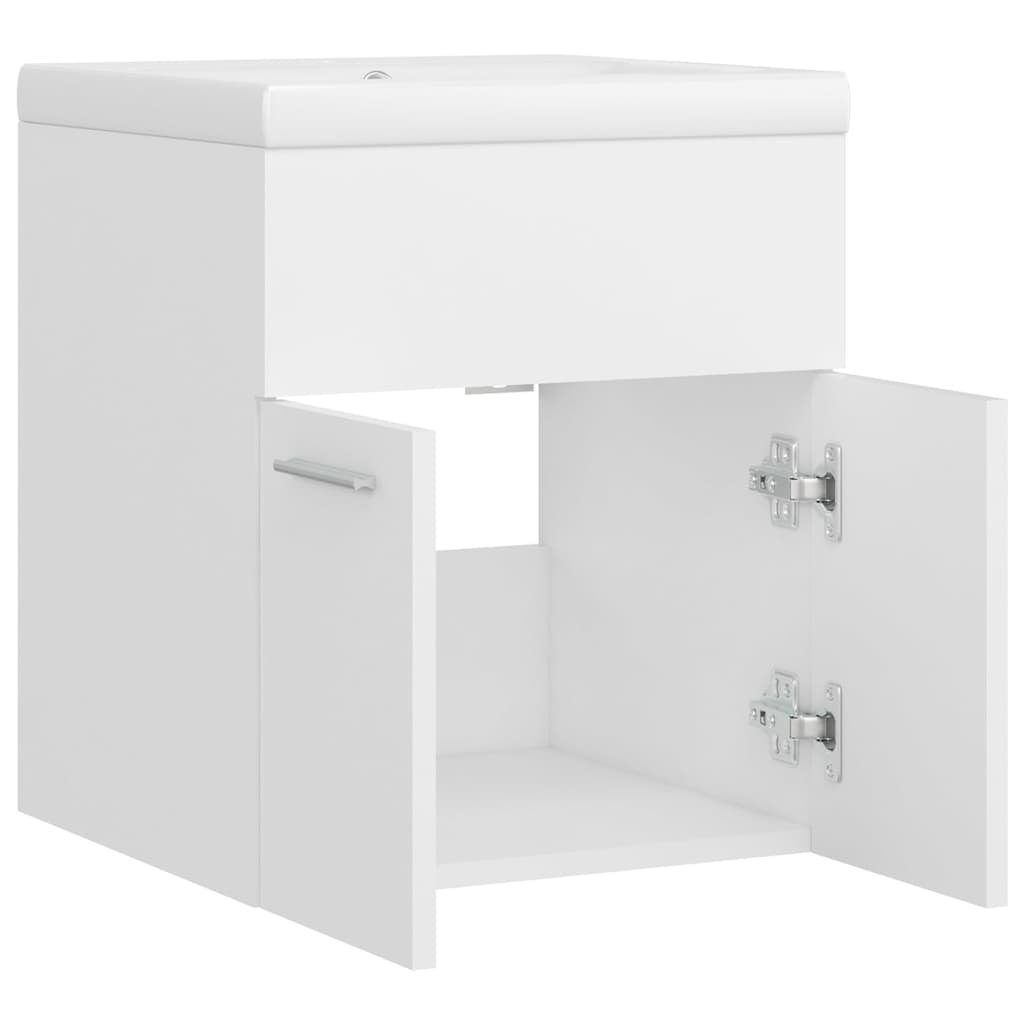 Badezimmerspiegelschrank vidaXL Waschbeckenunterschrank (1-St) Holzwerkstoff Einbaubecken Weiß mit