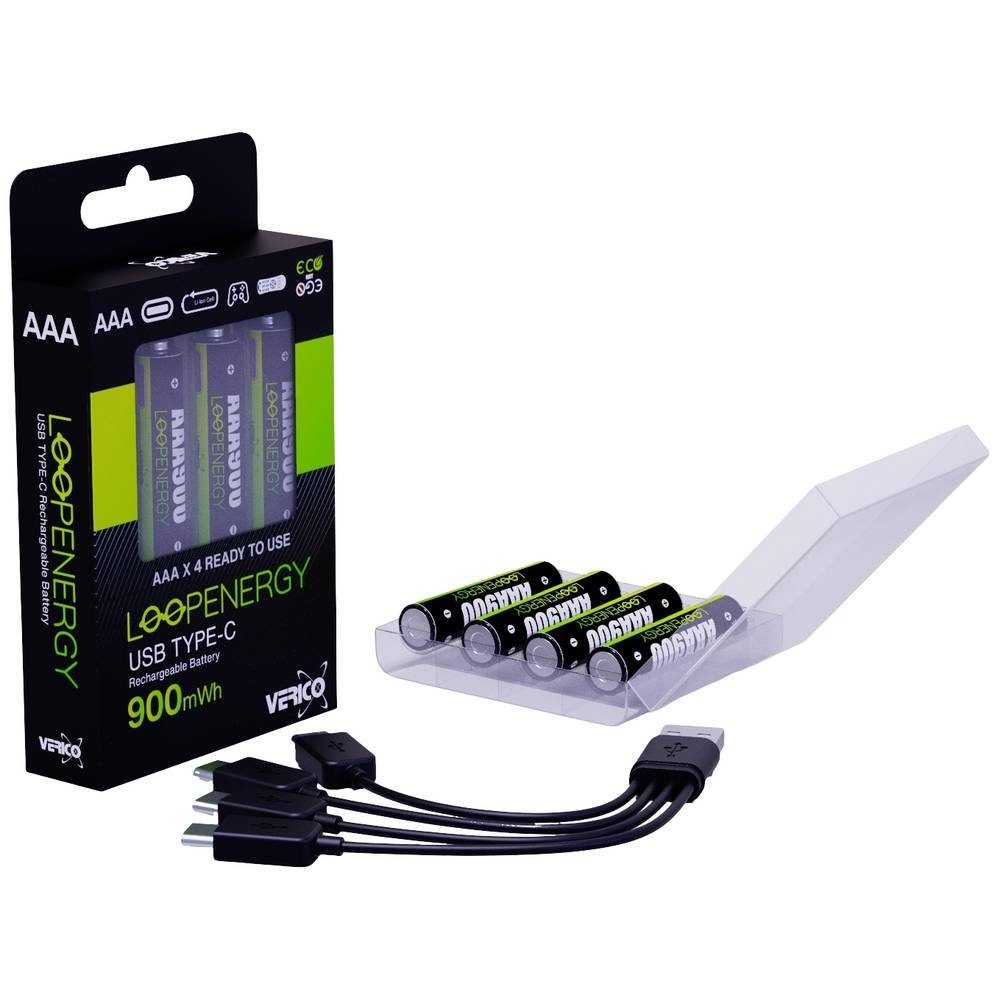 Verico Li-Ion USB-C® Micro AAA-Akku 1.5V 900mWh 600mAh ladbar per Akku