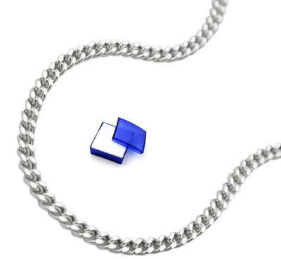 unbespielt Silberkette Halskette 1,7 mm Flachpanzerkette diamantiert 925 Silber 45 cm, Silberschmuck für Damen und Herren