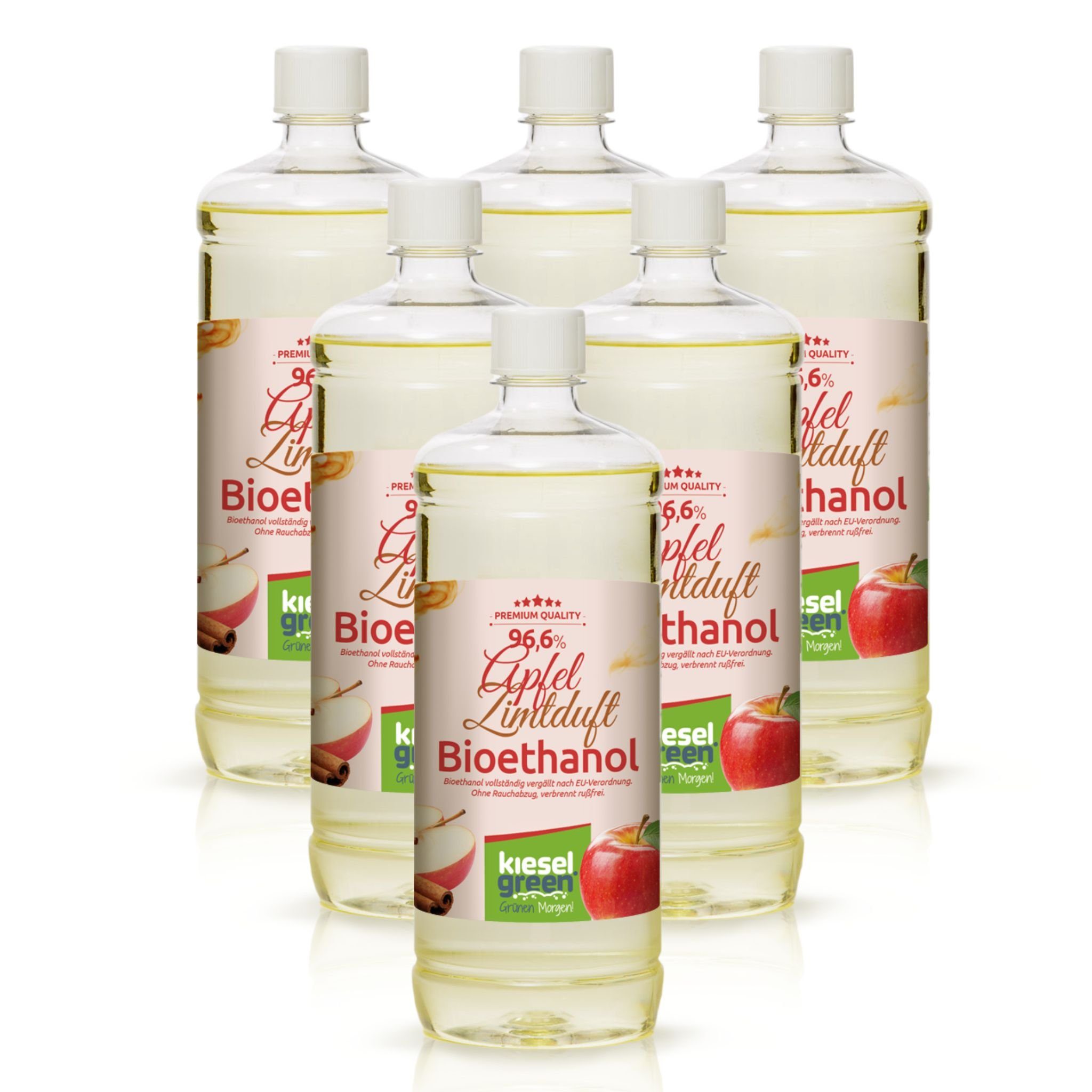 KieselGreen Bioethanol Flasche KieselGreen für Bioethanol x mit 1 Liter Apfel-Zimt 6 Ethanol-Kamin Duft