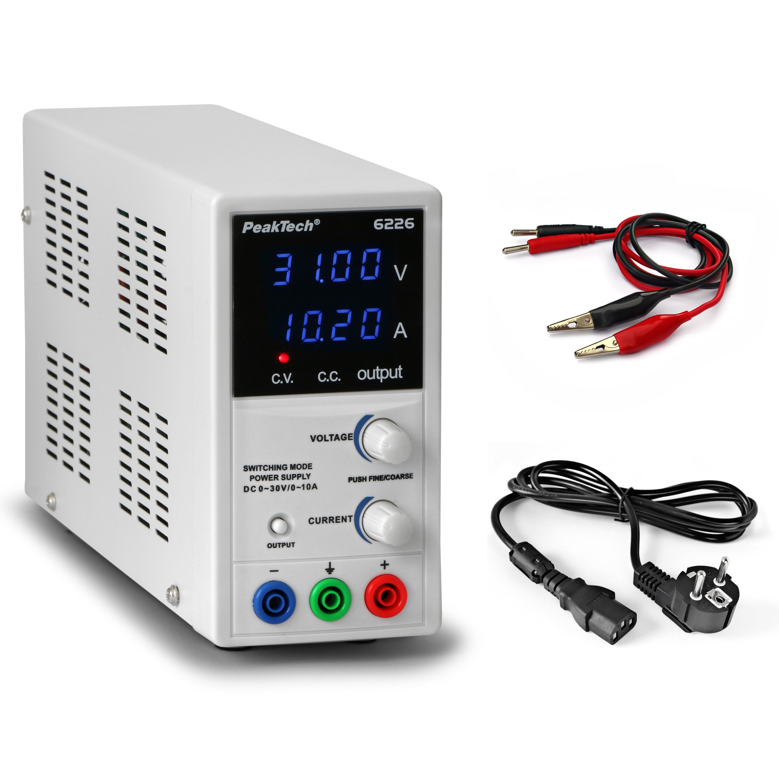 PeakTech 30 V 10 A DC Labornetzteil 0–30 V/0–10 A DC, regelbar Labor-Netzteil