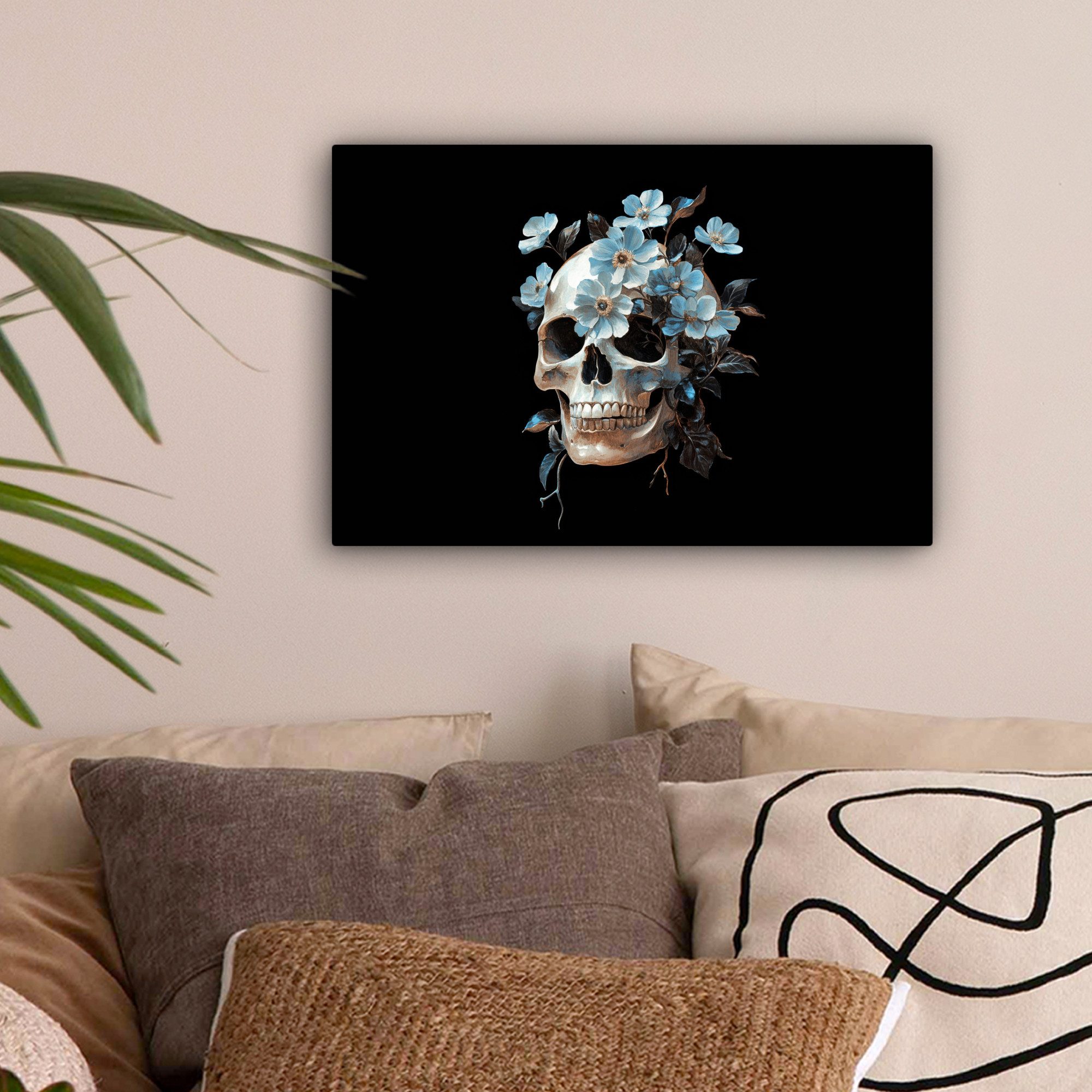 OneMillionCanvasses® Leinwandbild Totenkopf - Blau - günstig online kaufen