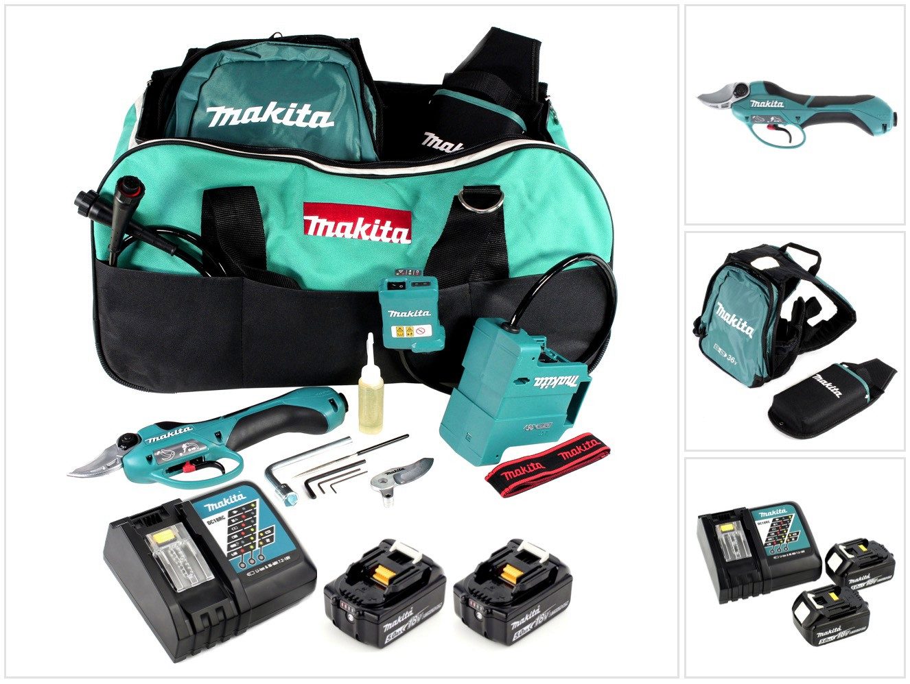 Makita Akku-Astschere DUP 361 RT Akku Rebschere Astschere 36 V (2x 18 V) + 2x Akku 5,0 Ah