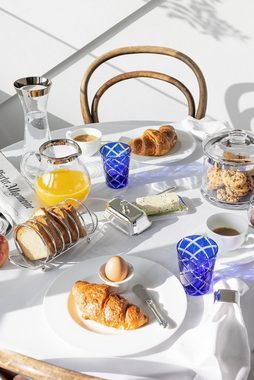 EDZARD Gläser-Set Dio Blau, Kristallglas, 4er-Set, handgeschliffene Überfanggläser, Longdrinkgläser-Set, 230 ml