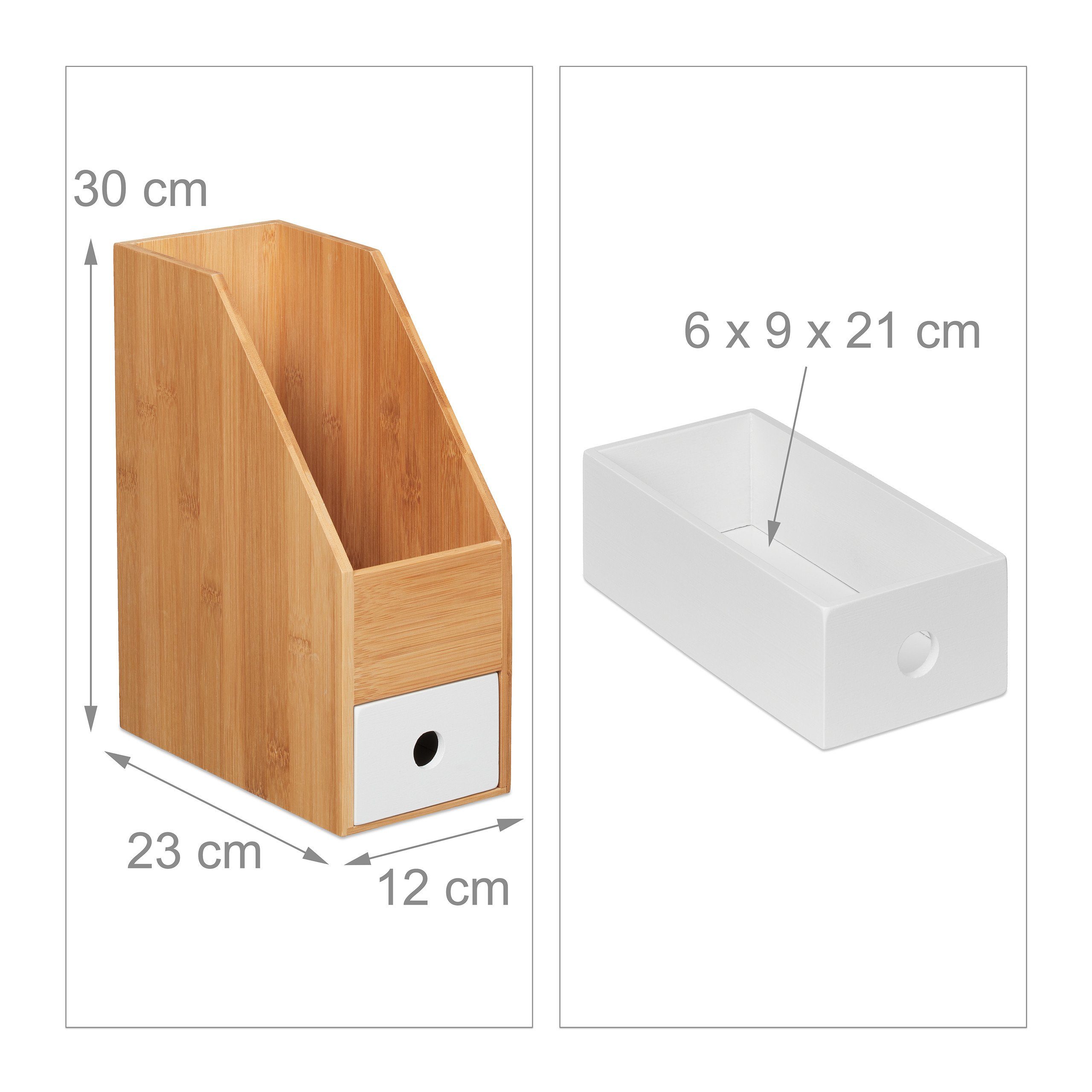 x Schublade relaxdays Bambus Stehsammler Schreibtischaufsatz mit 4