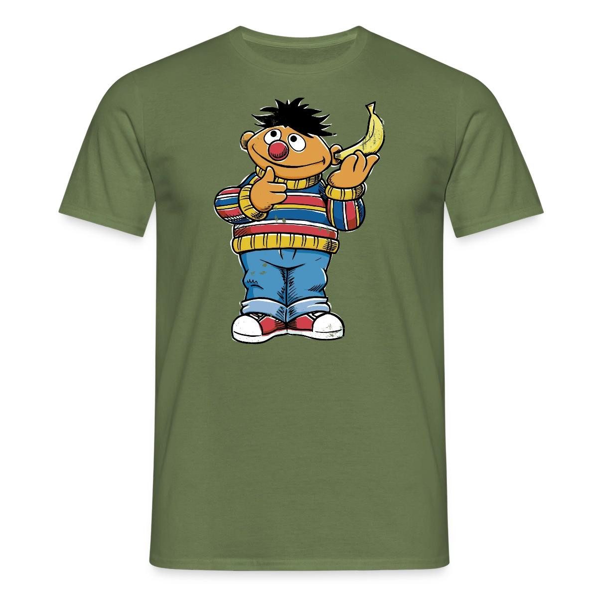 Spreadshirt T-Shirt Sesamstraße Ernie Mit Banane Pose Lustig Used Look Männer T-Shirt (1-tlg)