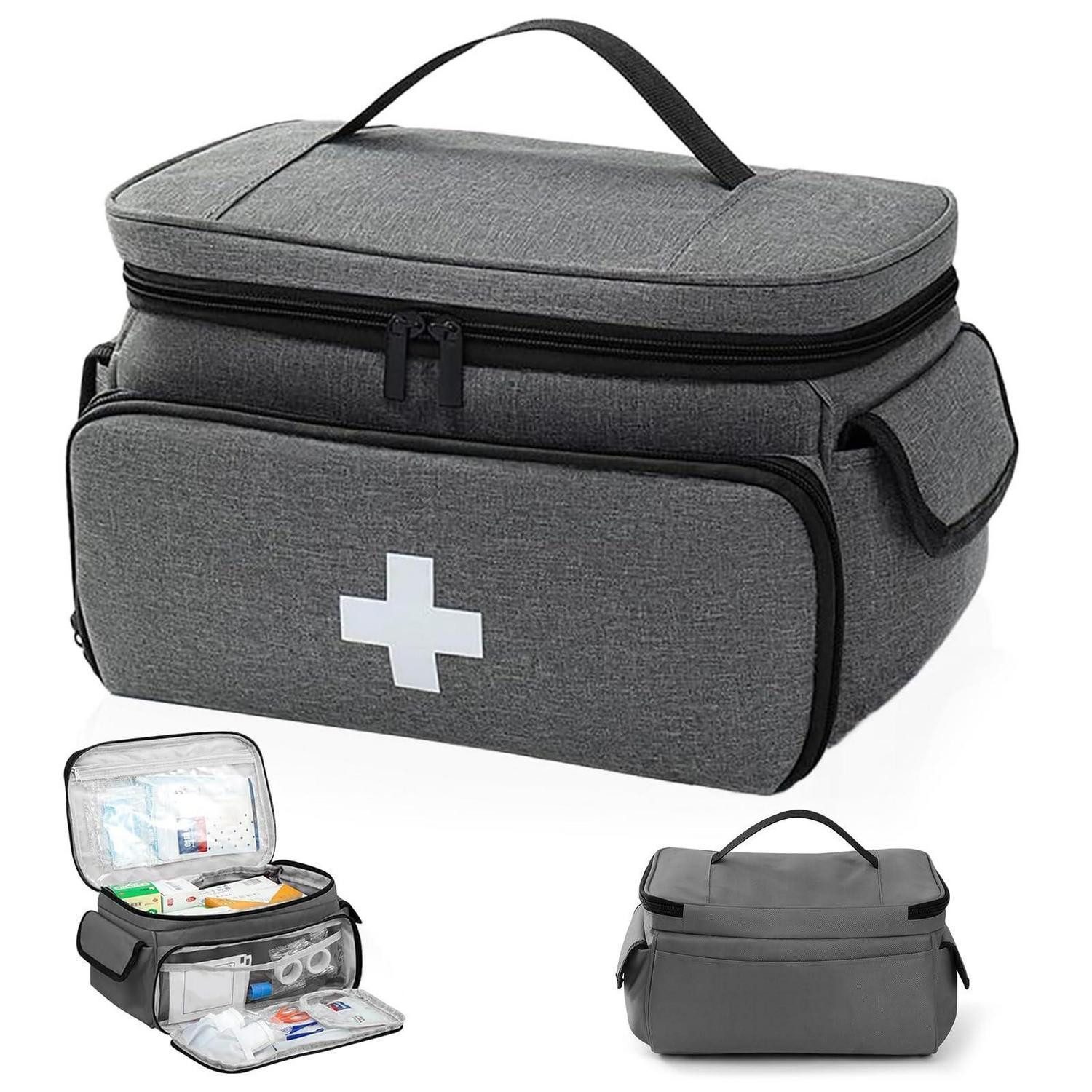 LuxusKollektion KFZ-Verbandtasche Medikamententasche Grau Robust Wasserabweisend, (1 St)