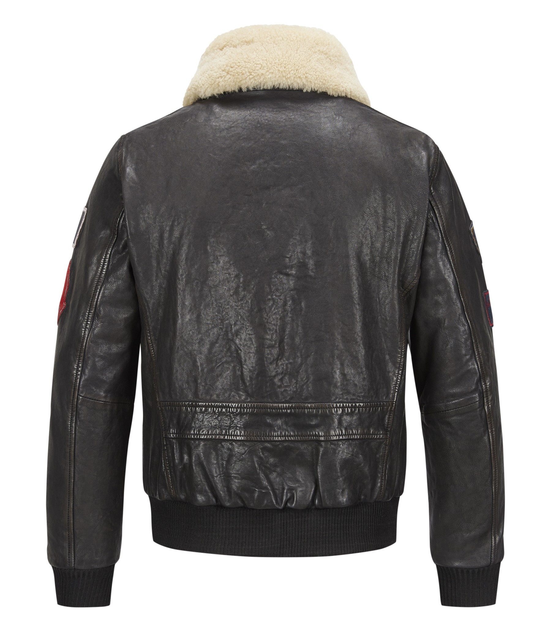 Milestone Lederjacke MSMatti Herren Fliegerjacke mit abnehmbarem Fellkragen