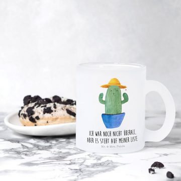 Mr. & Mrs. Panda Teeglas Kaktus Hut - Transparent - Geschenk, Tasse, Motivation, Kakteen, Kakt, Premium Glas, Liebevolle Gestaltung