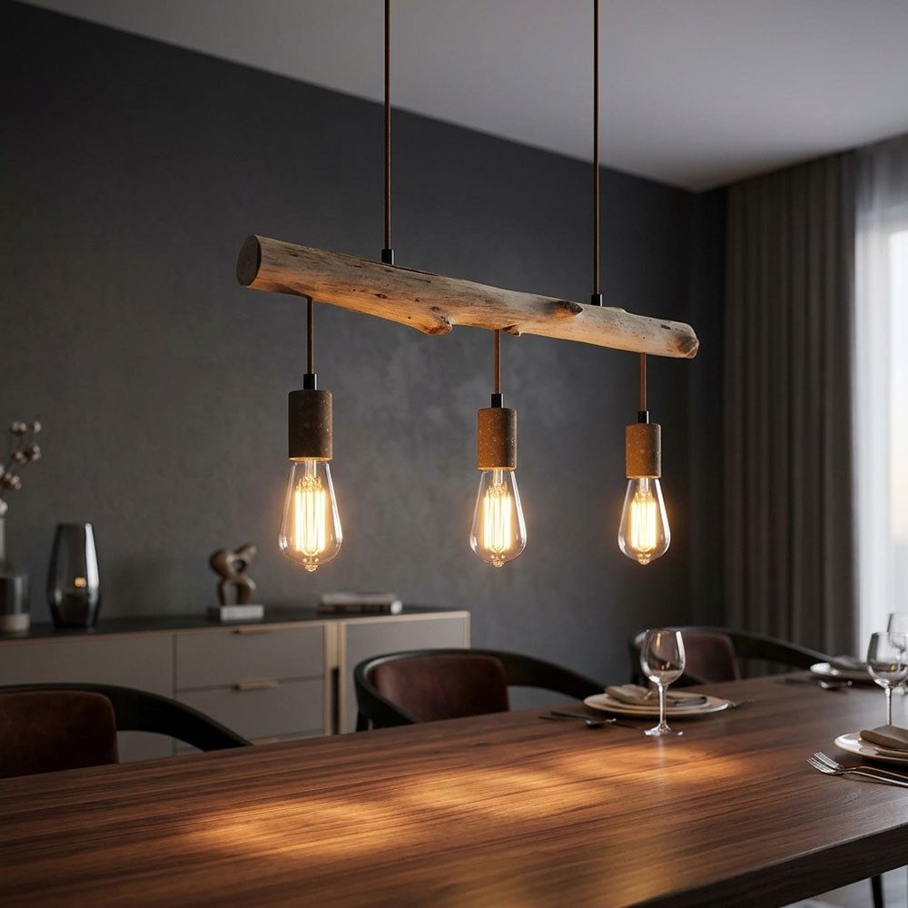 GLOBO LIGHTING Hängeleuchte, Leuchtmittel nicht inklusive, Hängeleuchte Holz Esstisch Lampe Küche hängend Retro Deckenleuchte