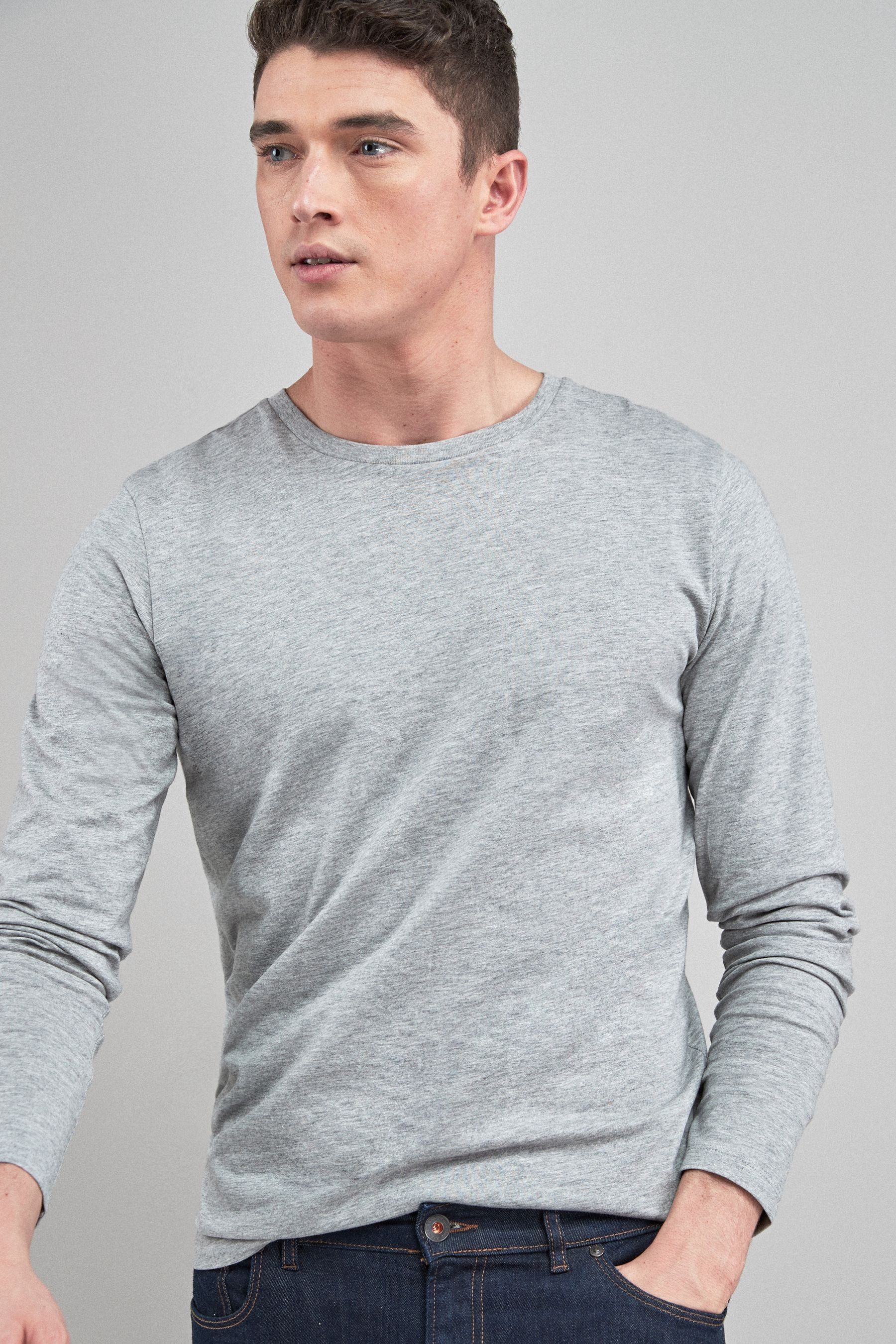 Next Langarmshirt Rundhalsshirt – Regular Fit günstig online kaufen