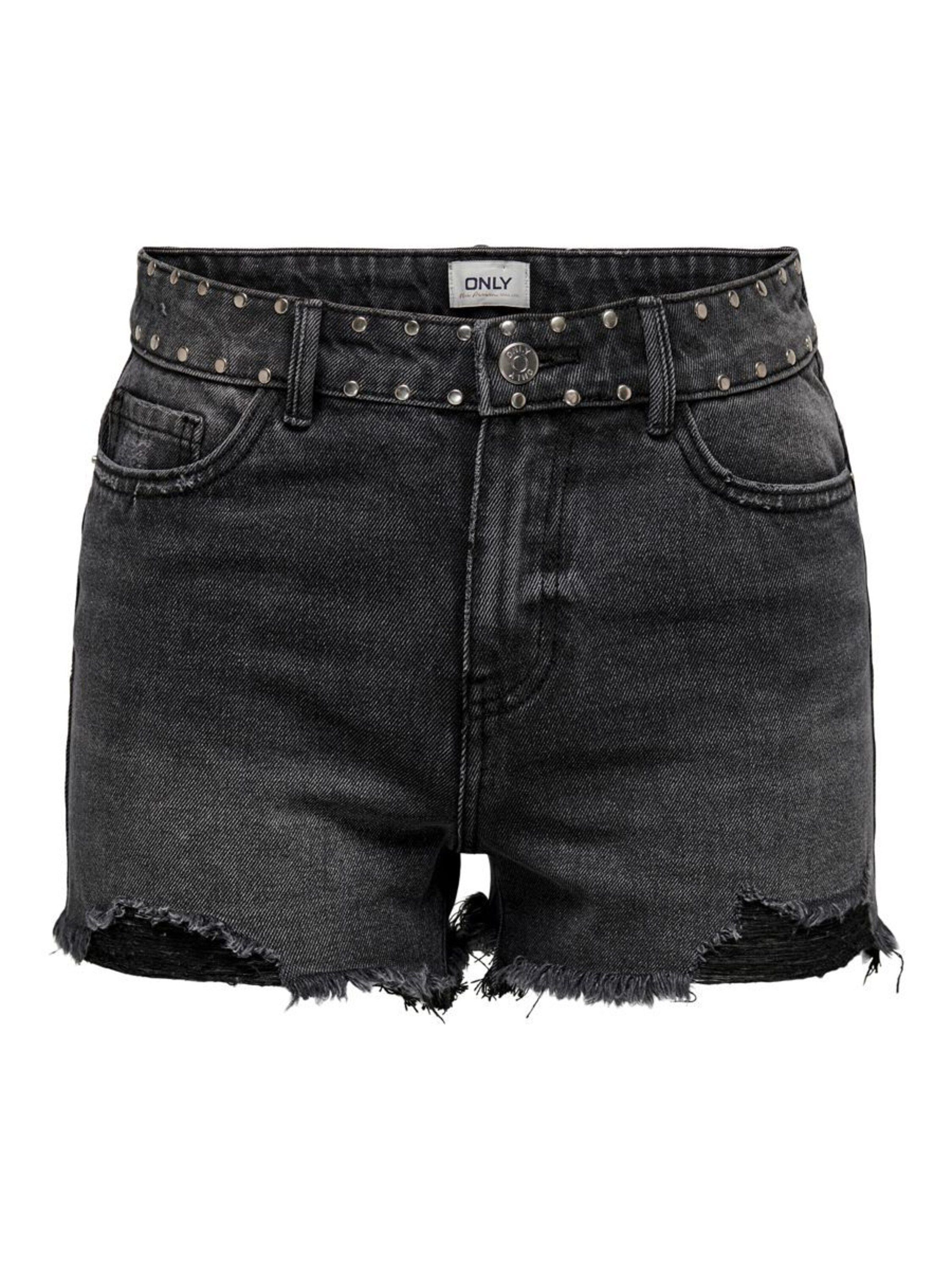 ONLY Jeansshorts Pacy (1-tlg) Fransen black denim