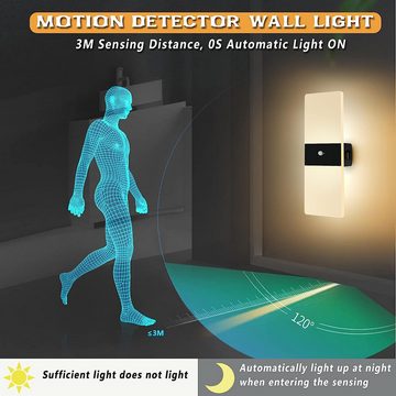 Novzep Wandleuchte Wandleuchte,2St.Wandlicht mit Bewegungsmelder,Wiederaufladbar,2000mAh