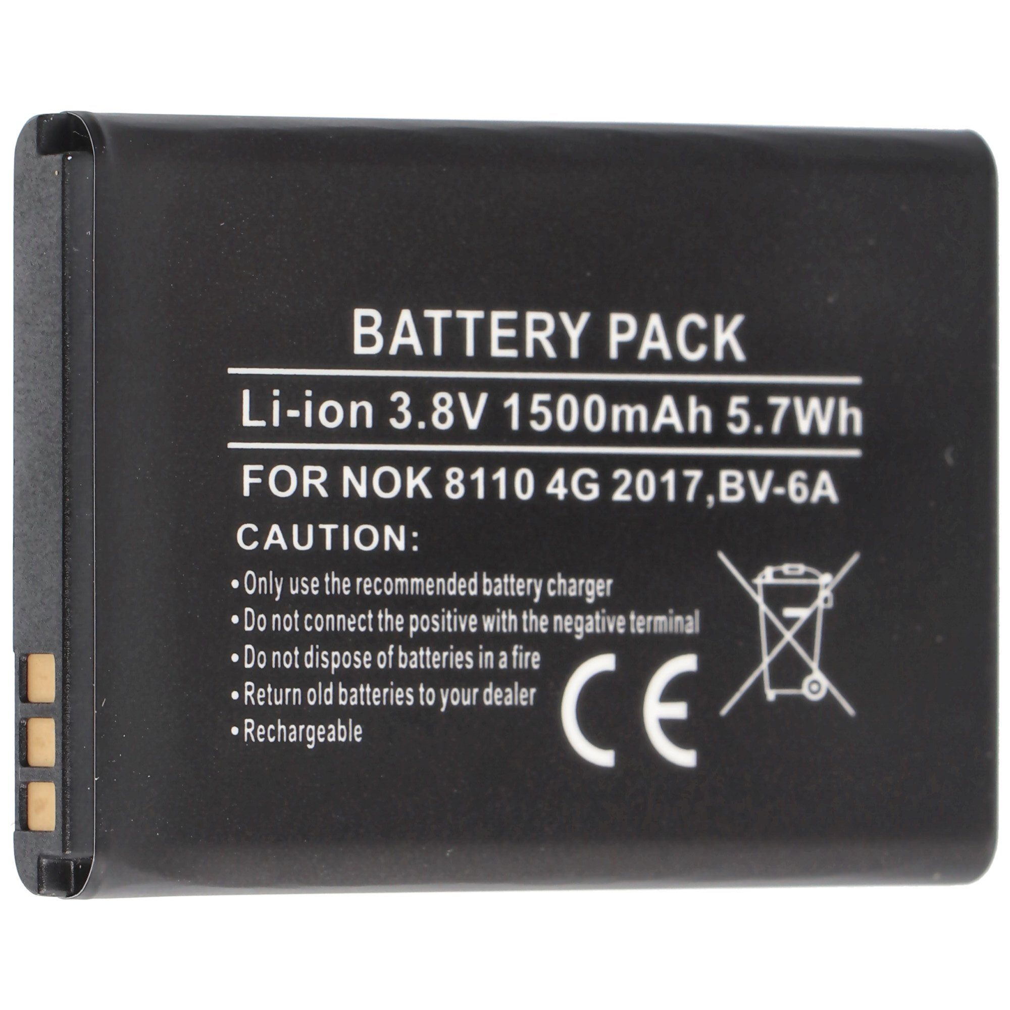 AccuCell Akku (3,8 BV-6A 3,8 Akku V) 1500 Volt x passend für 4G 8110 Nokia Li-Ion 53,2 38, mAh 2017