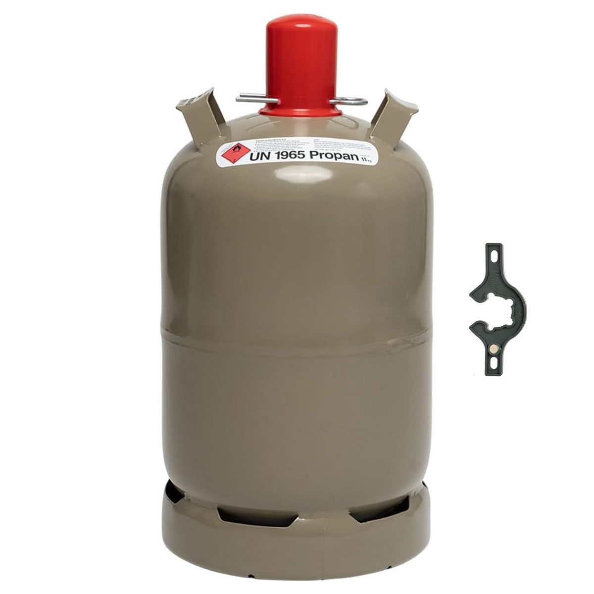 BlueCraft Gas 11 kg Propan Gasflasche ungefüllt, Propan Gas-Flasche (Leer), Eigentumsflasche mit Gasregler-Schlüssel