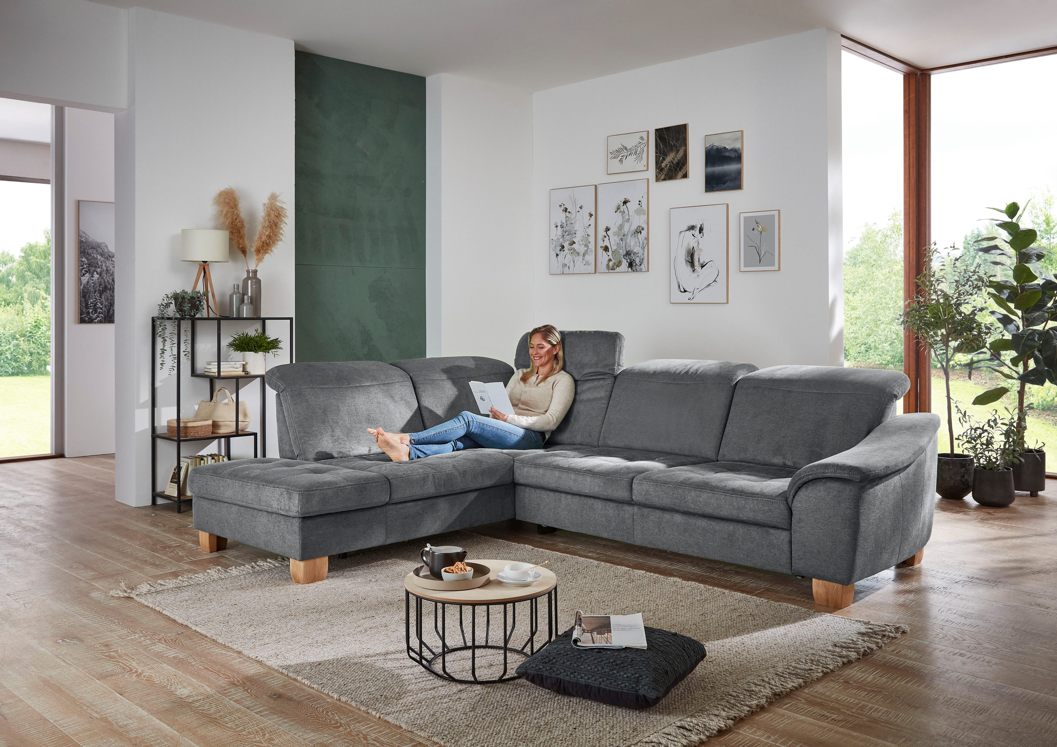 Die PlanBar Ecksofa PP-LA23145 L-Form, inkl. Kopfpolsterverstellung, Federkernpolsterung